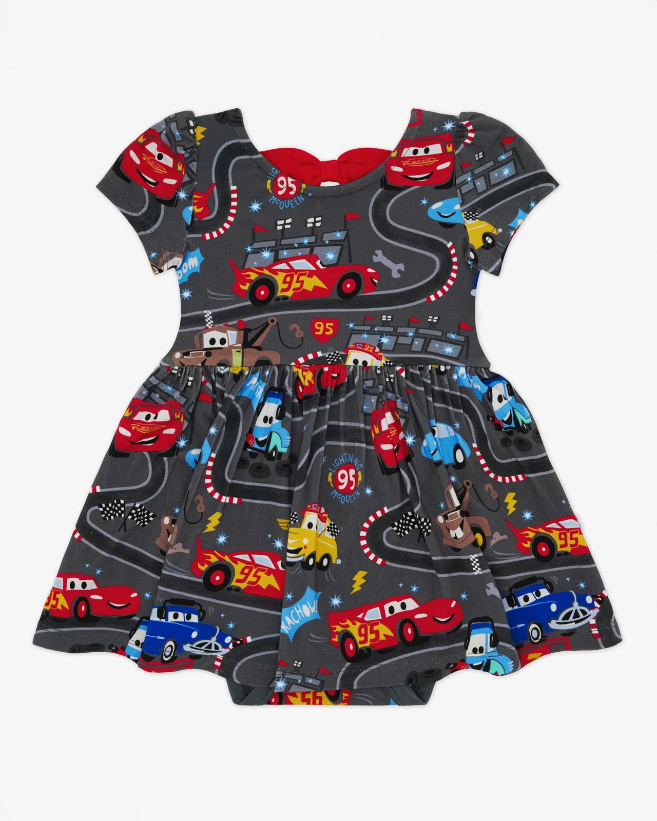 Pixar Cars Piston Cup Bow Back Skater Dress with Bodysuit - Image 6