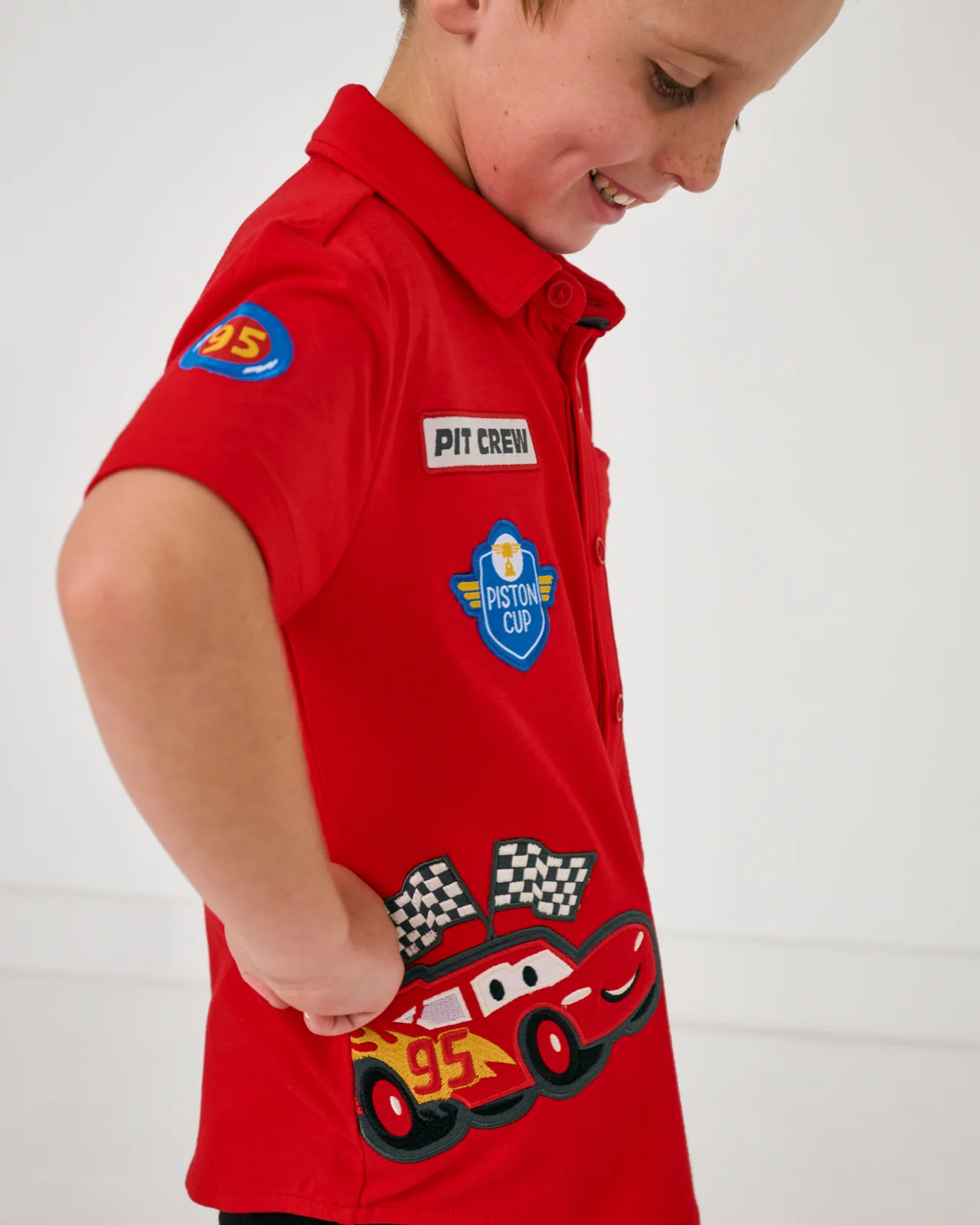 Pixar Cars Piston Cup Button Down Polo - Image 3