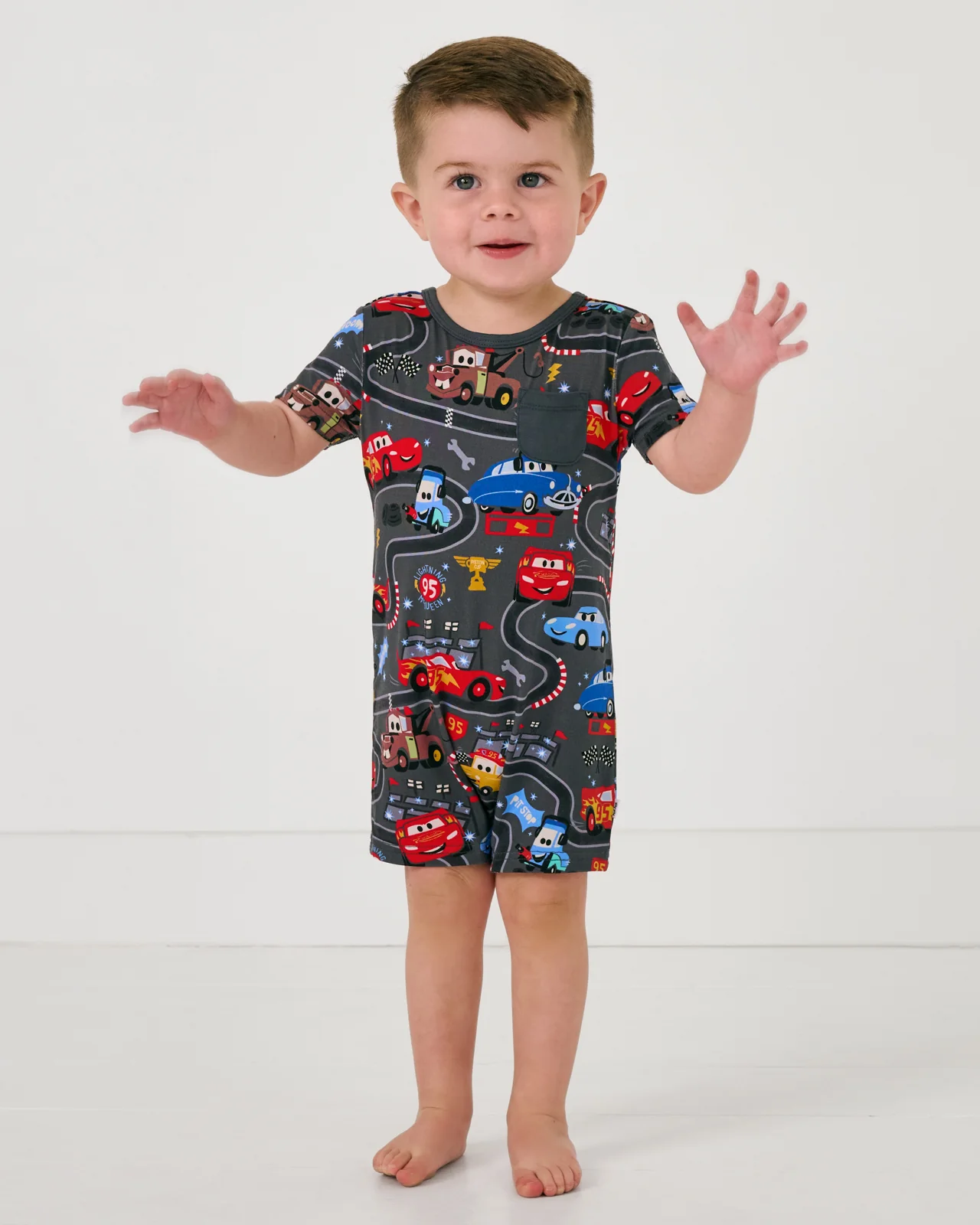 Pixar Cars Piston Cup Pocket Shorty Romper - Image 4