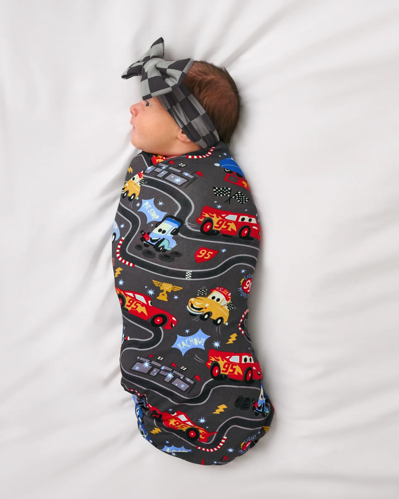 Pixar Cars Piston Cup Swaddle & Luxe Bow Headband Set - Image 3