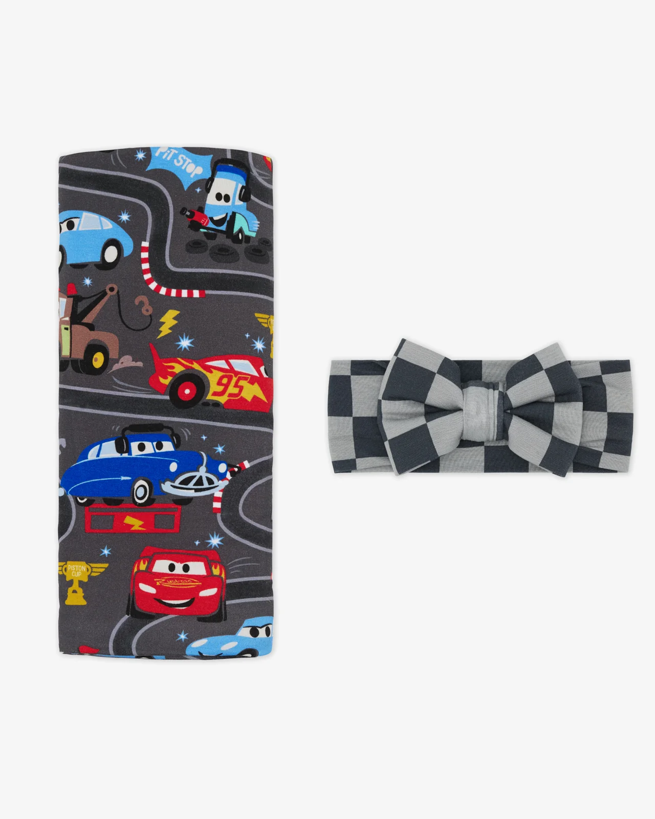 Pixar Cars Piston Cup Swaddle & Luxe Bow Headband Set - Image 4