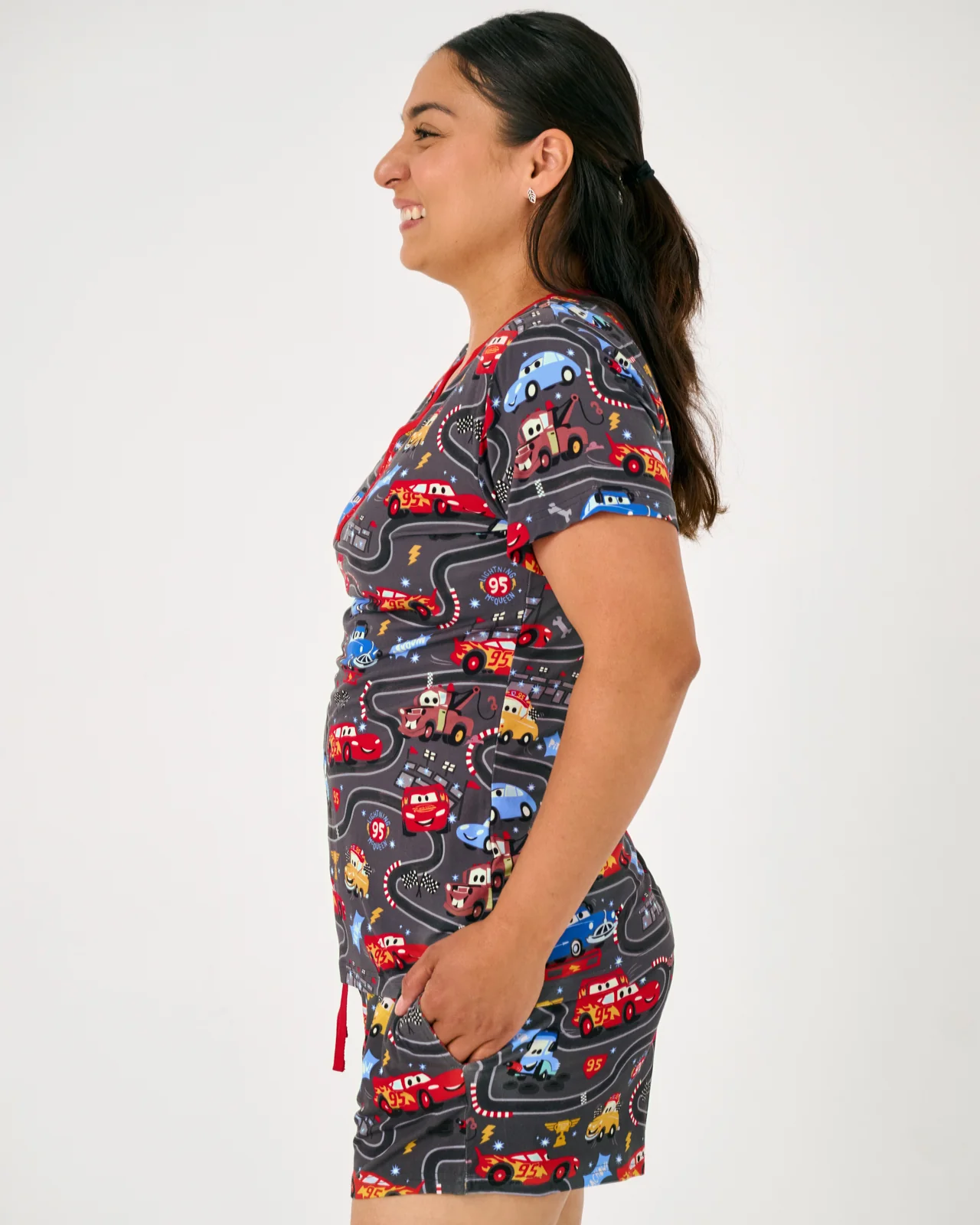 Pixar Cars Piston Cup Women's Short Sleeve Pajama Top - Image 3