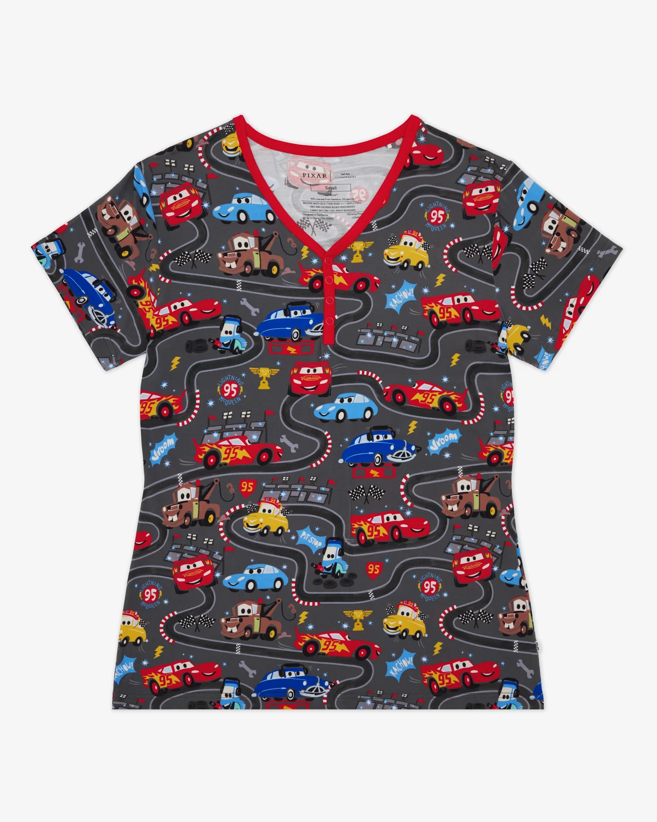 Pixar Cars Piston Cup Women's Short Sleeve Pajama Top - Image 6