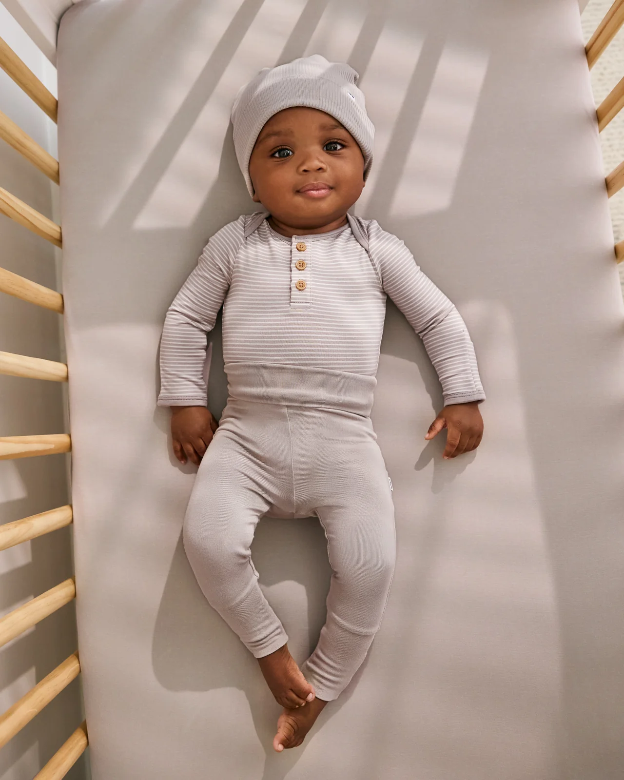 Dove Gray Fitted Mini Crib Sheet - Image 3