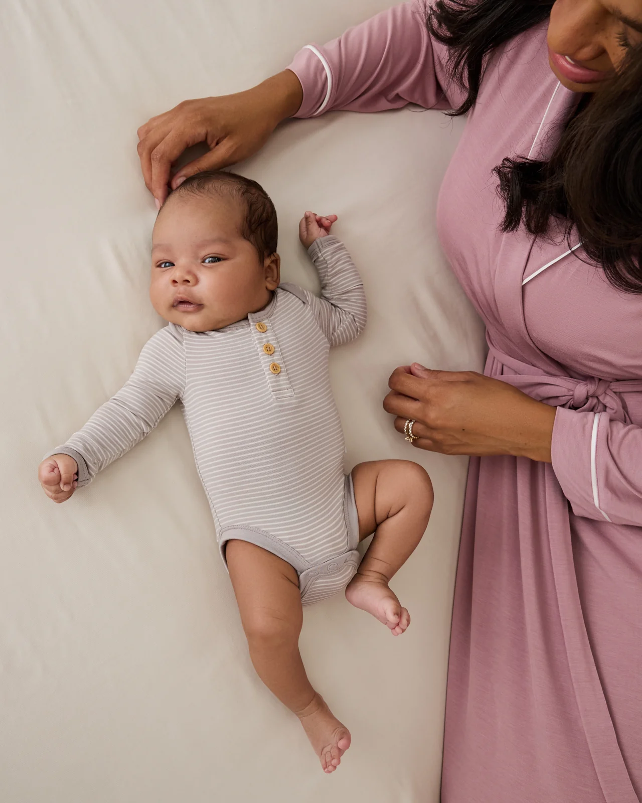 Dove Gray Stripe Henley Bodysuit - Image 5
