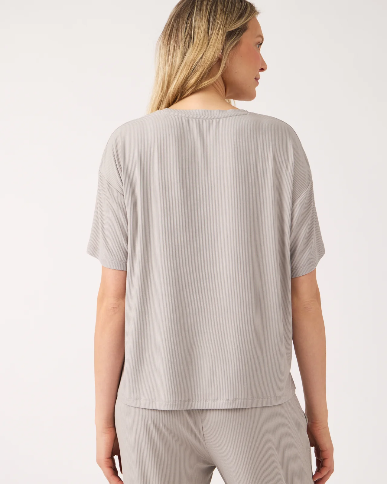 Dove Gray Women's Ribbed Boxy Tee - Image 3