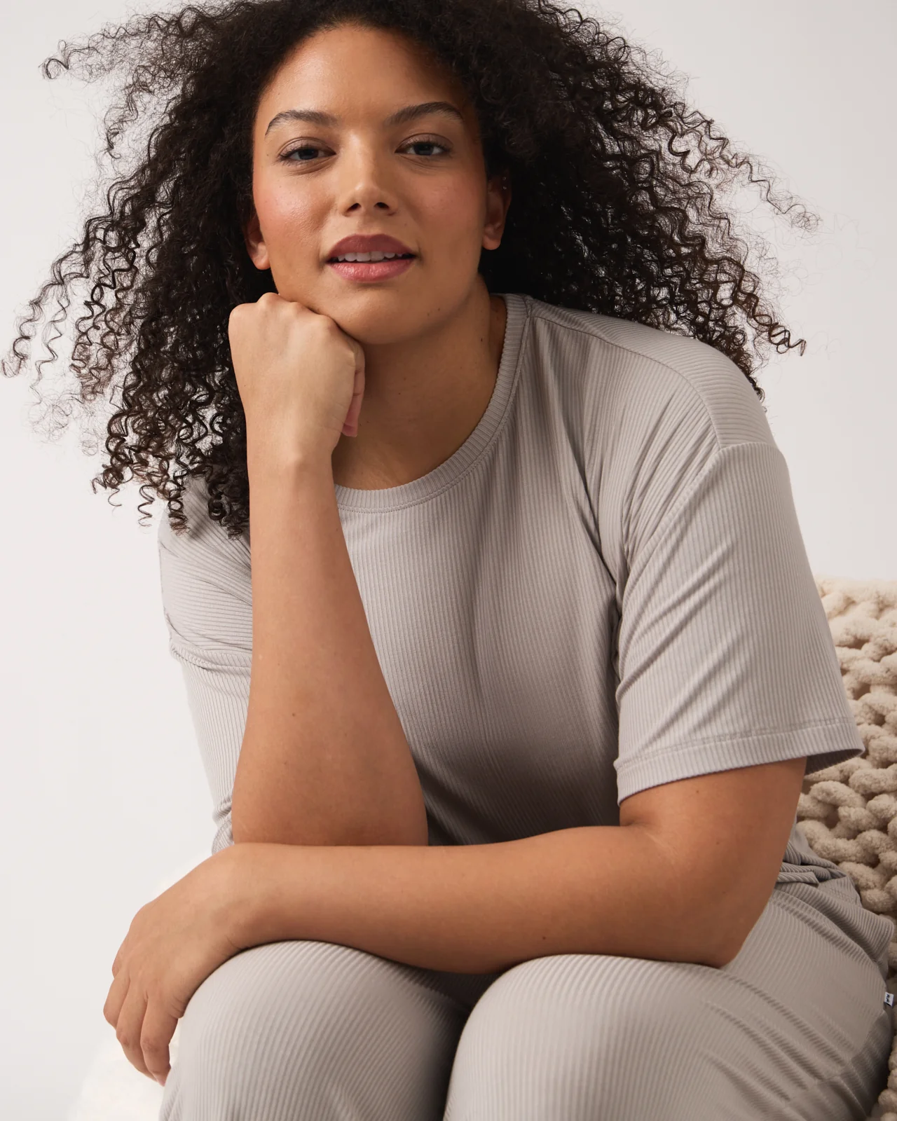 Dove Gray Women's Ribbed Boxy Tee - Image 5