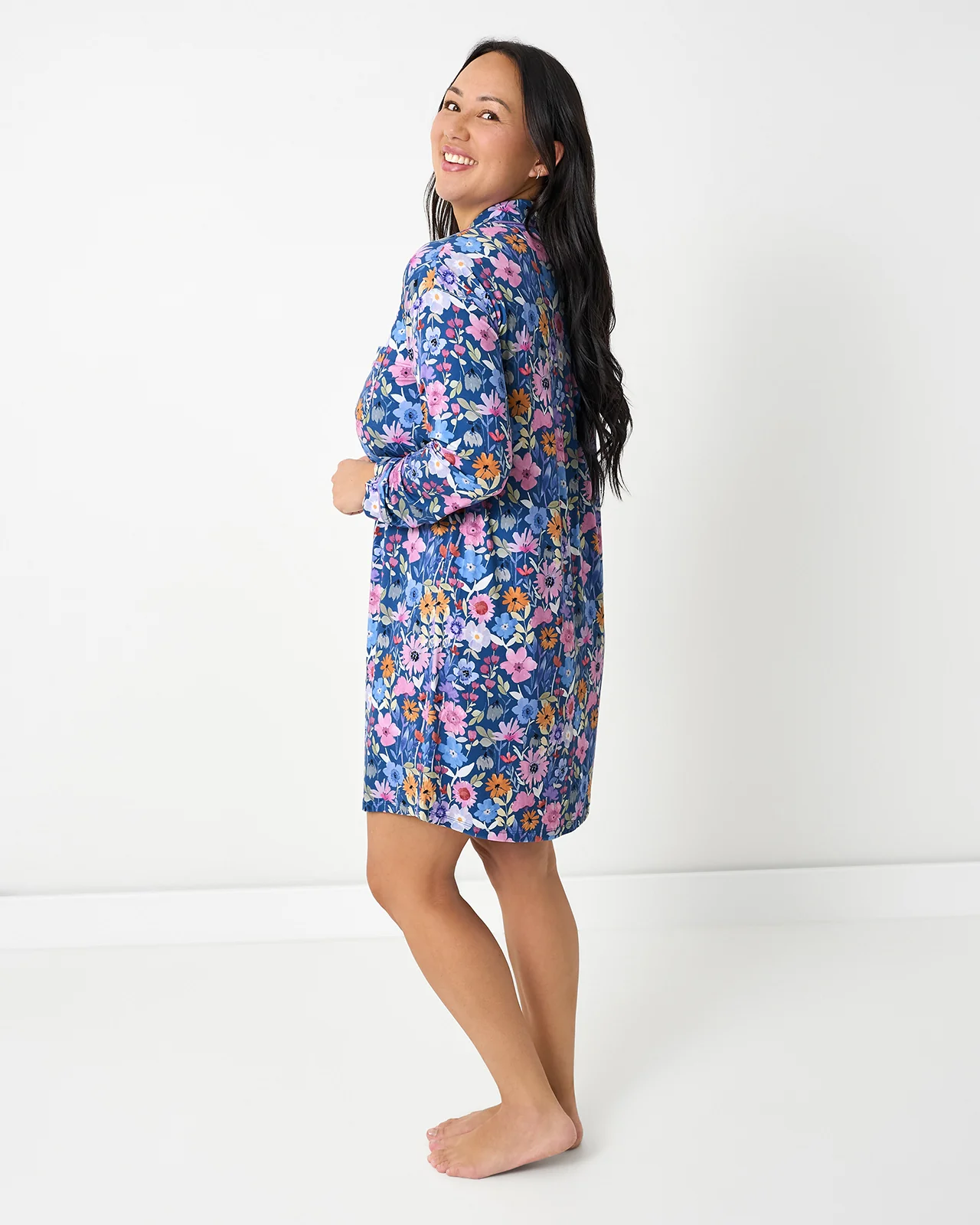 Dusk Blooms Women's Long Sleeve Sleep Shirt - Image 3