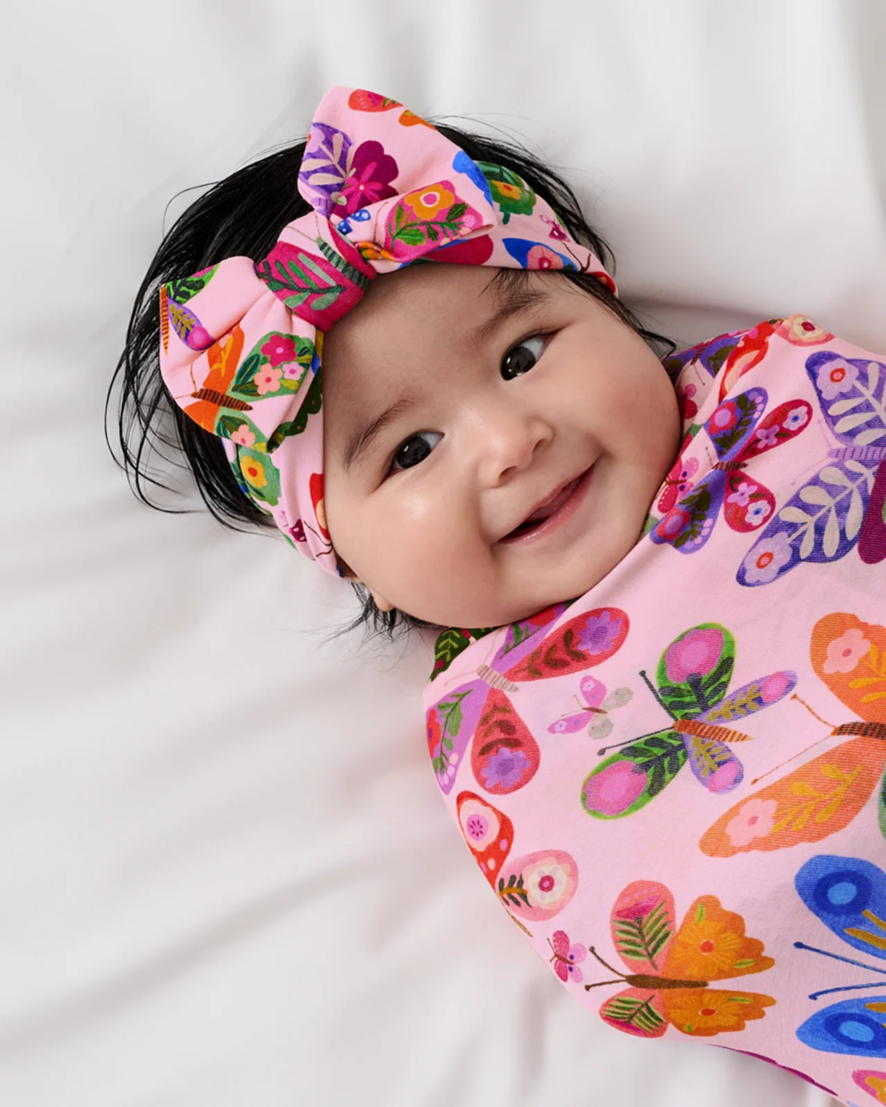 Flutter Garden Swaddle & Luxe Bow Headband Set - Image 2