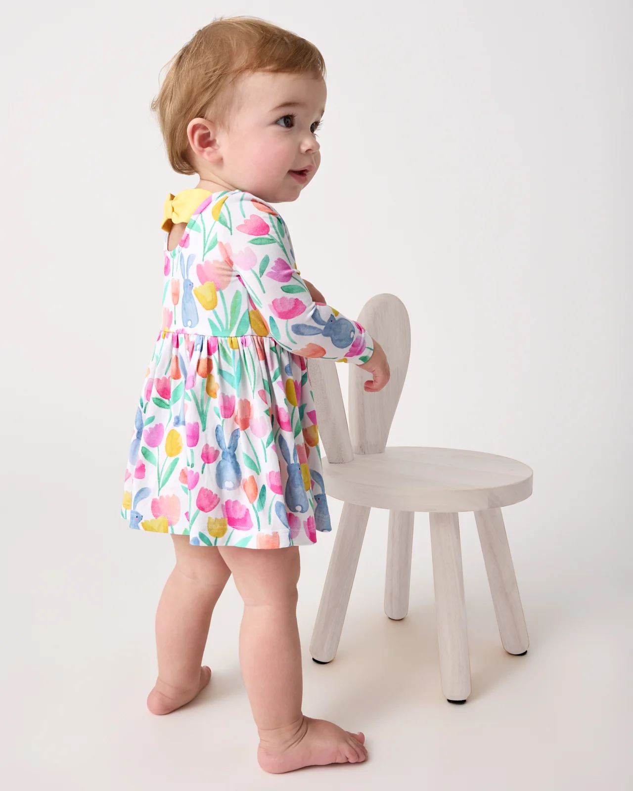 Garden Hop Bow Back Skater Dress with Bodysuit - Image 3