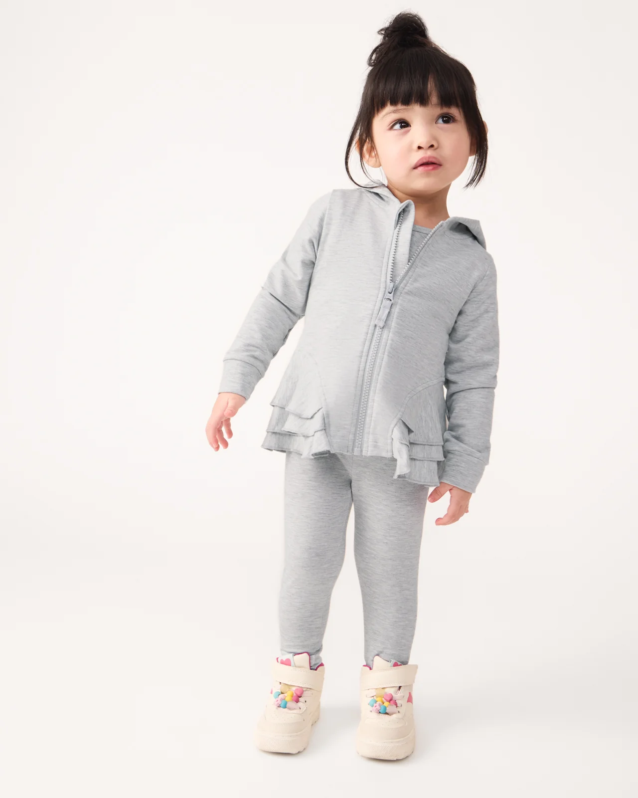 Light Heather Gray Peplum Hoodie - Image 4