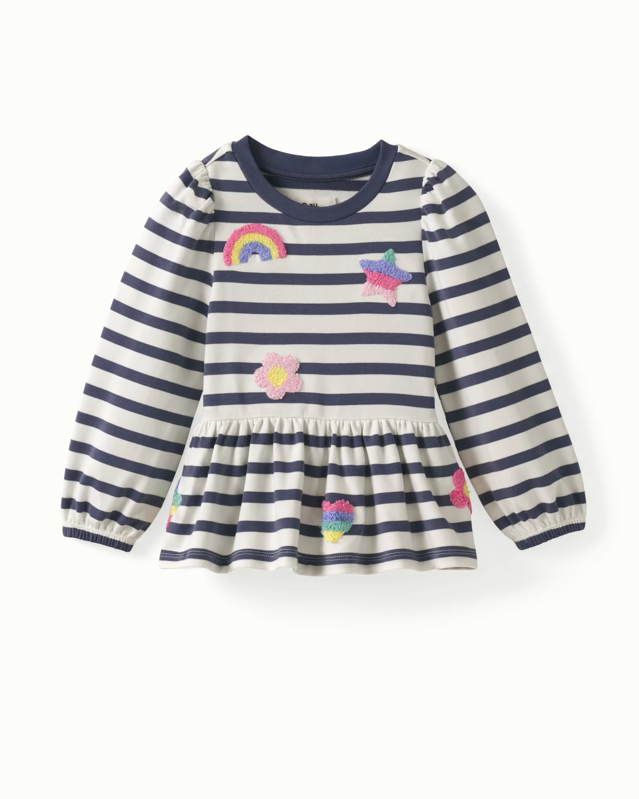 Hazy Blue Stripe Puff Sleeve Peplum Top - Image 8