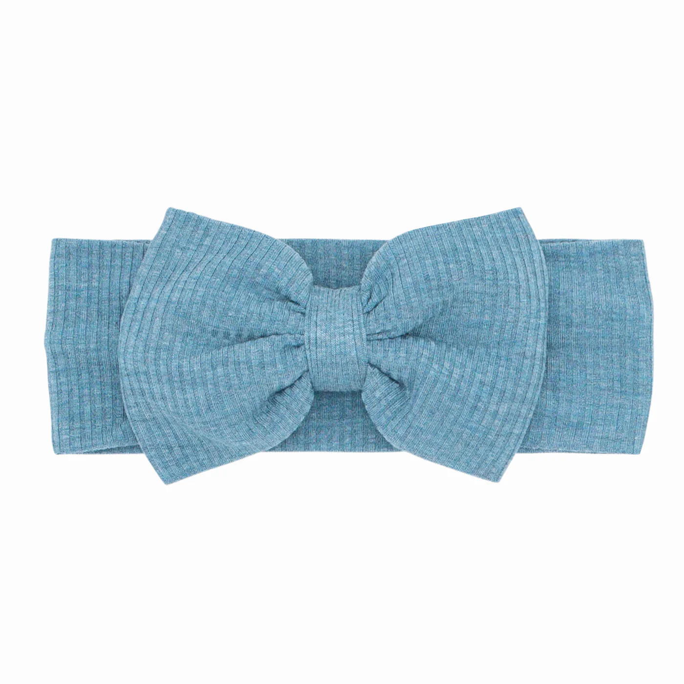 Heather Blue Ribbed Luxe Bow Headband - Image 4