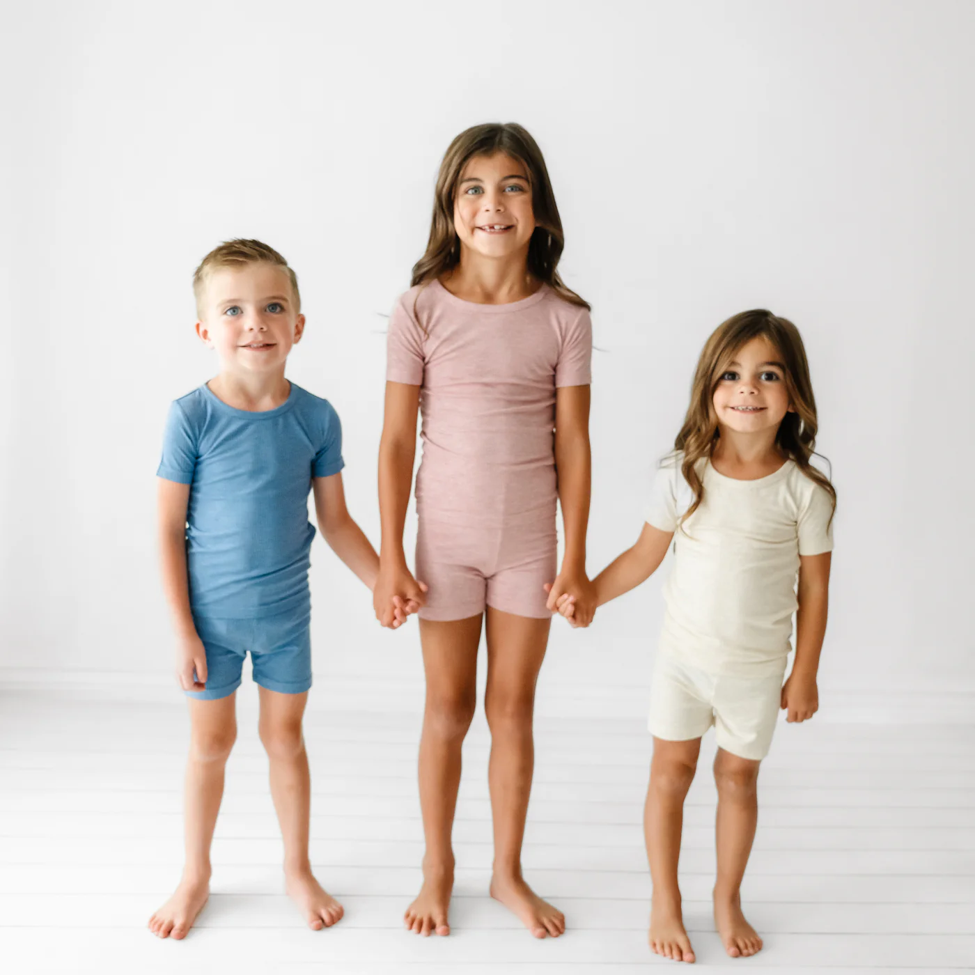 Heather Blue Ribbed Two-Piece Short Sleeve & Shorts Pajama Set - Image 3