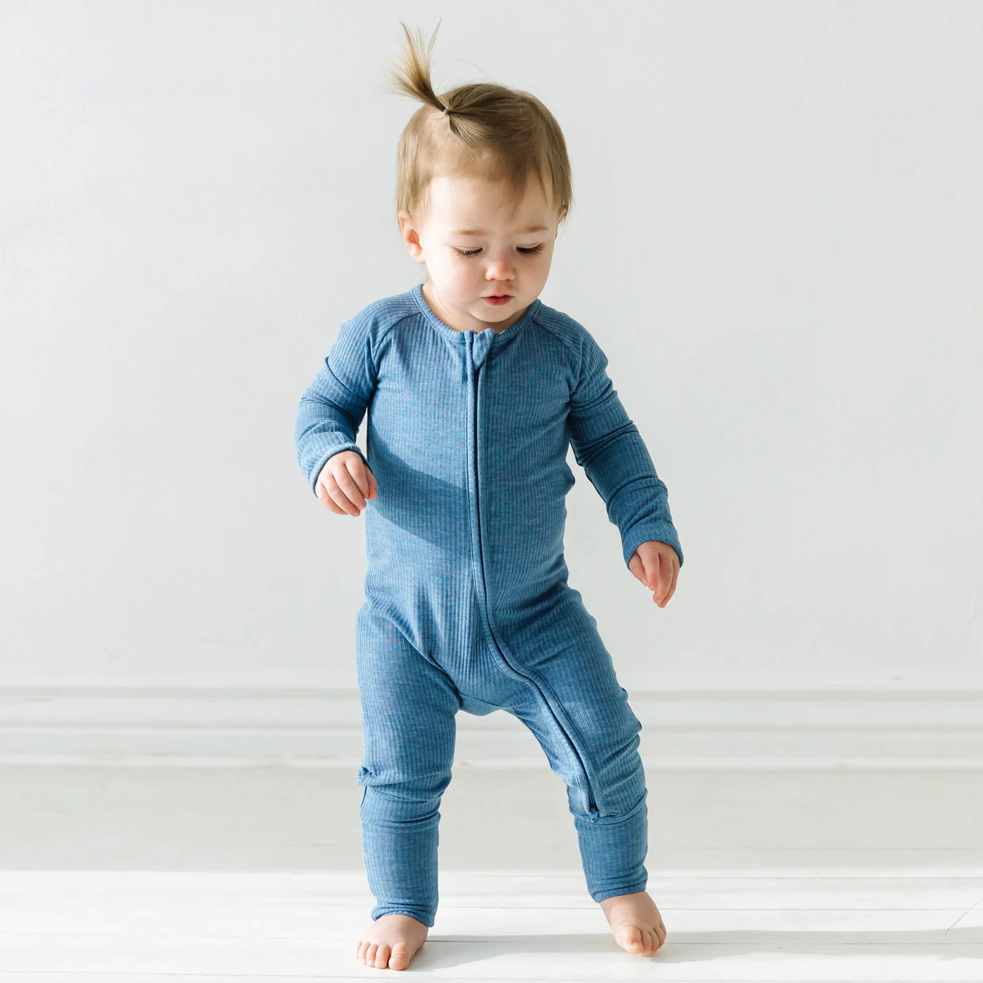 Heather Blue Ribbed Zippy - Image 2