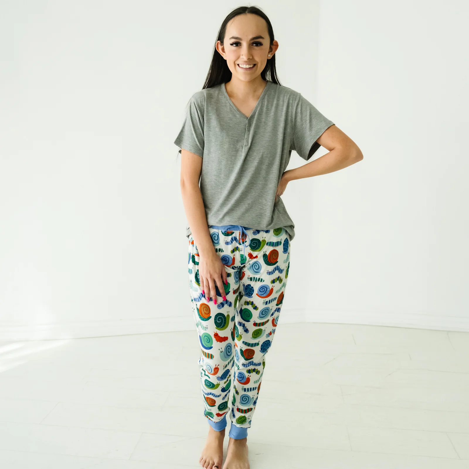 Heather Gray Women's Short Sleeve Pajama Top - Image 4