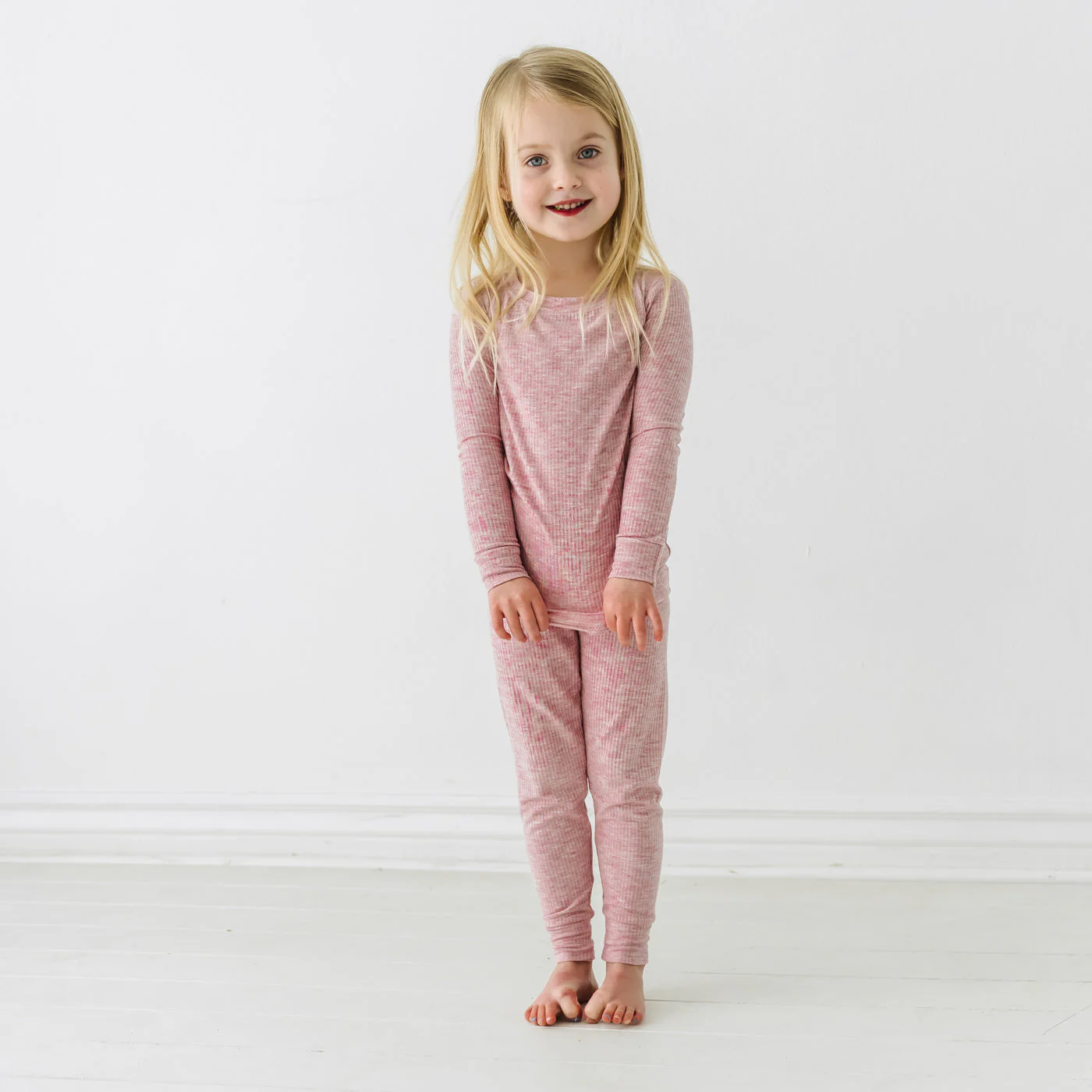 Heather Mauve Ribbed Two-Piece Pajama Set - Image 4