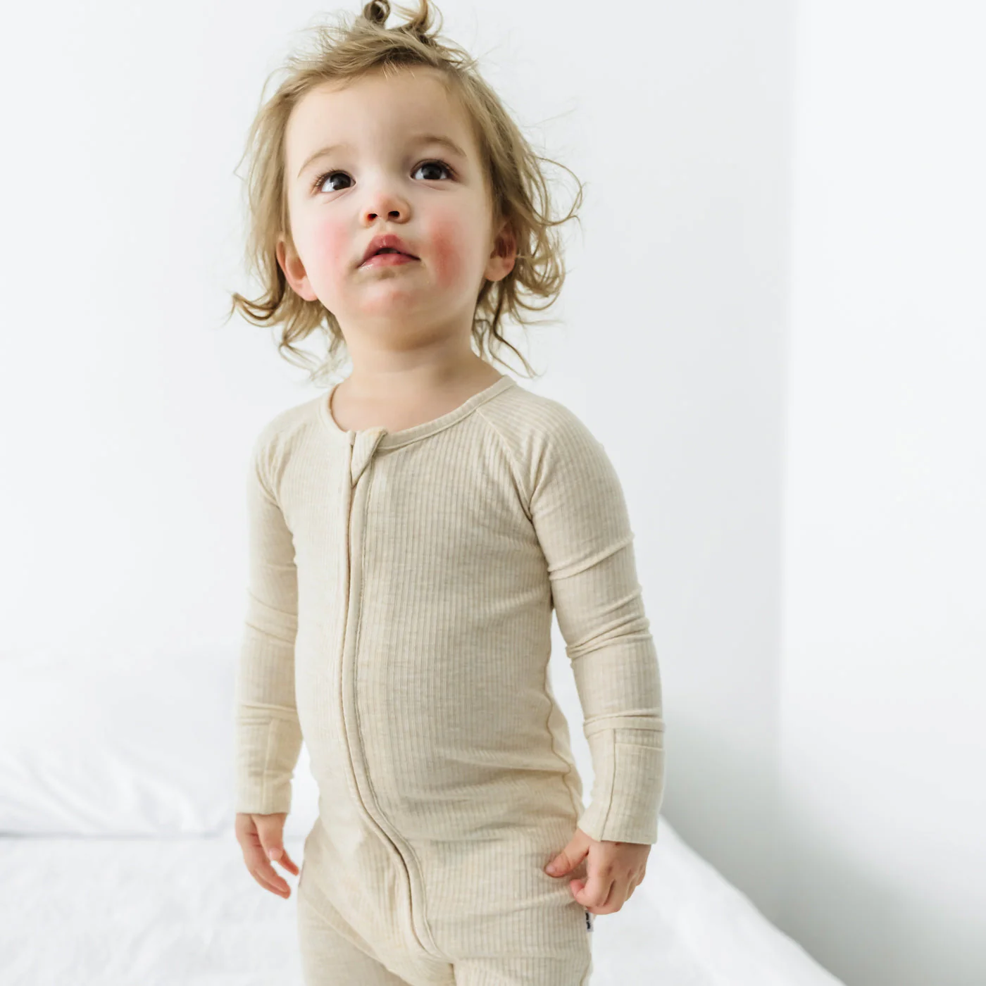 Heather Oatmeal Ribbed Zippy - Image 3