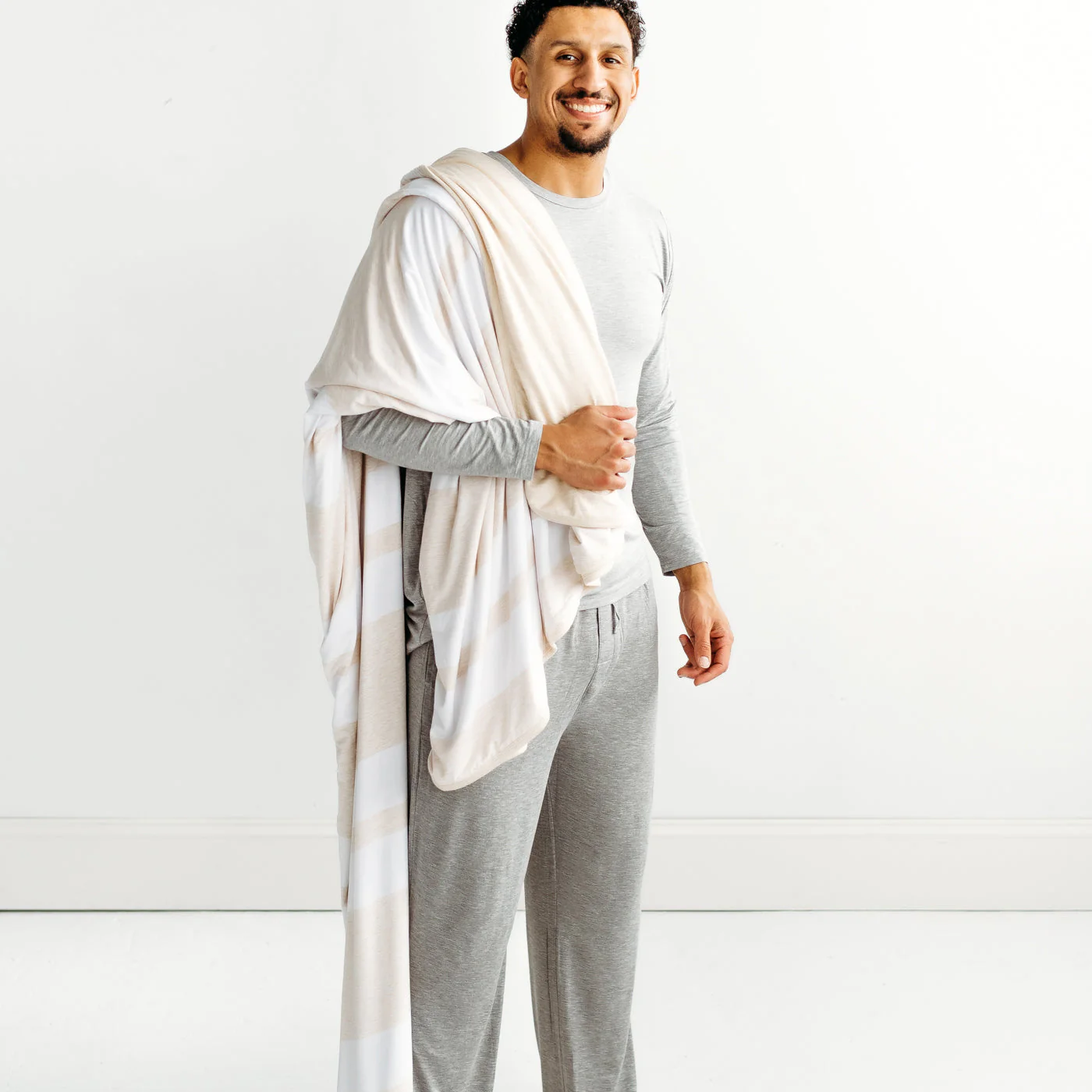 Heather Oatmeal Stripe Oversized Cloud Blanket® - Image 4