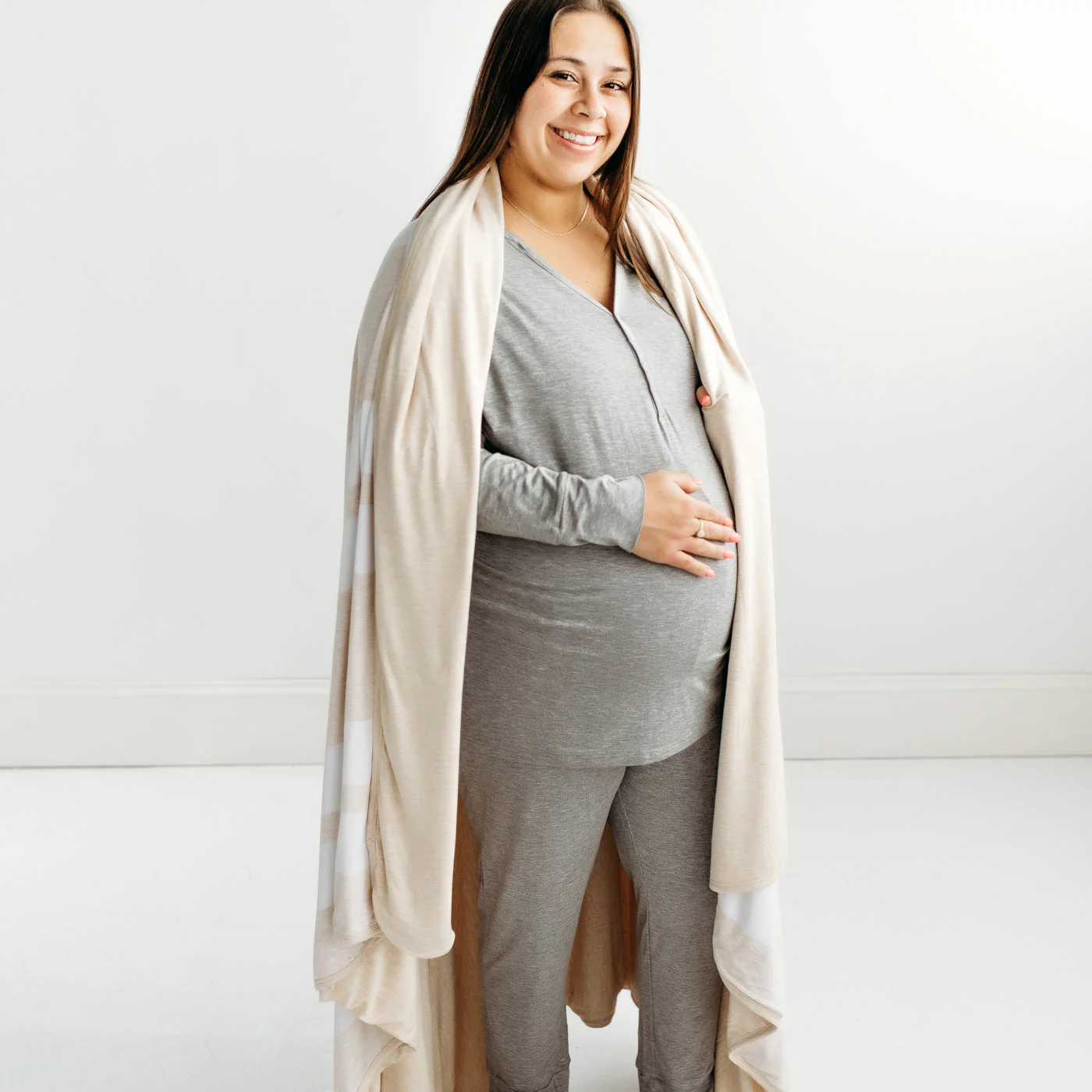 Heather Oatmeal Stripe Oversized Cloud Blanket® - Image 5