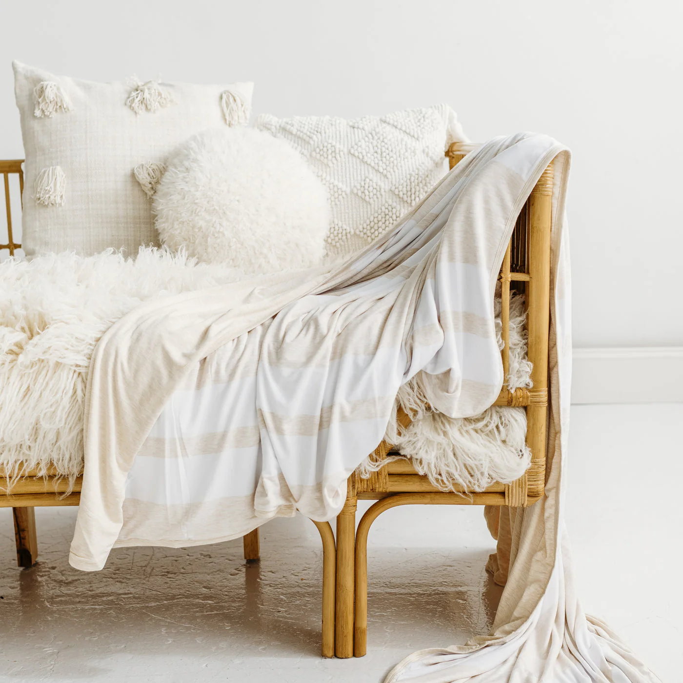 Heather Oatmeal Stripe Oversized Cloud Blanket® - Image 6
