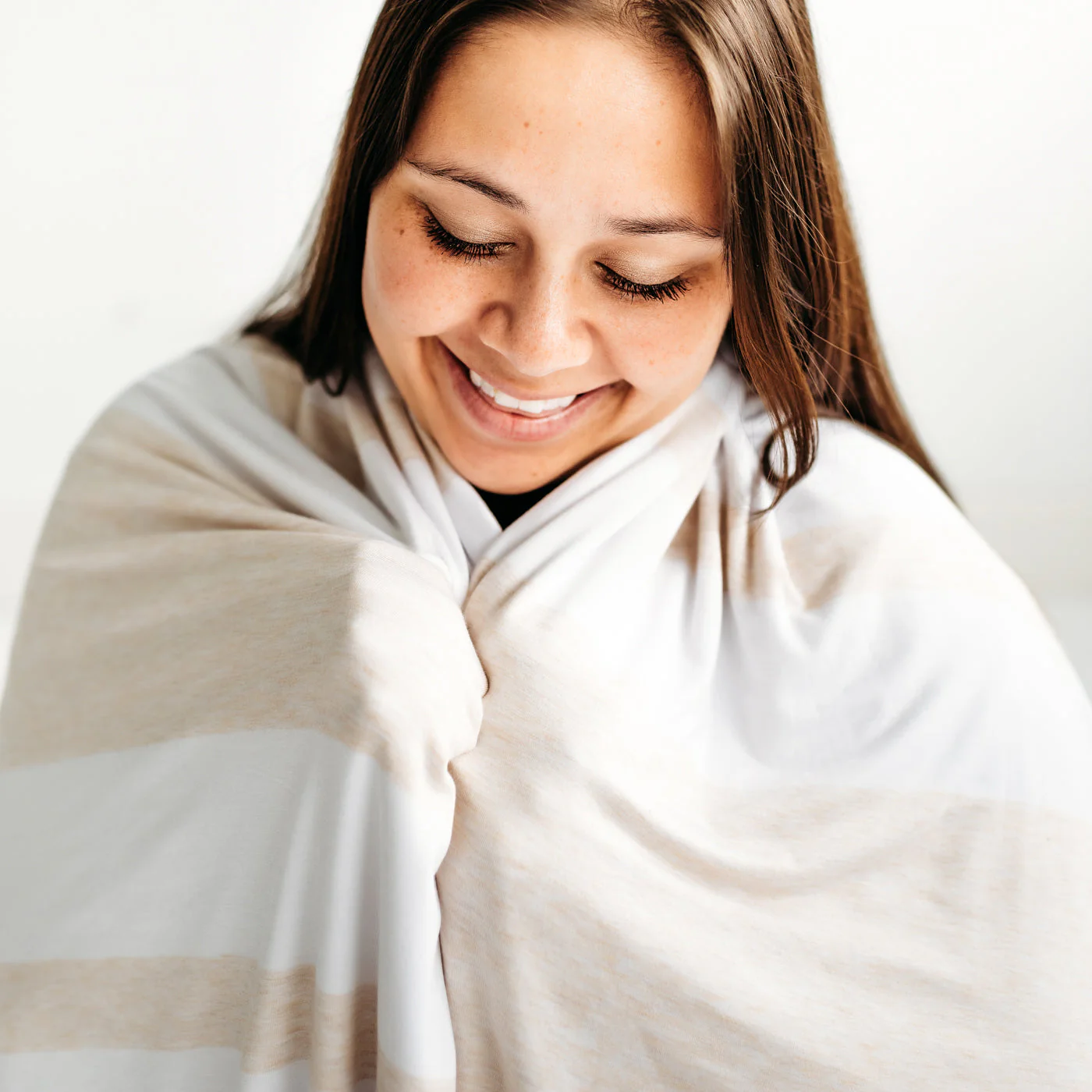 Heather Oatmeal Stripe Oversized Cloud Blanket® - Image 7
