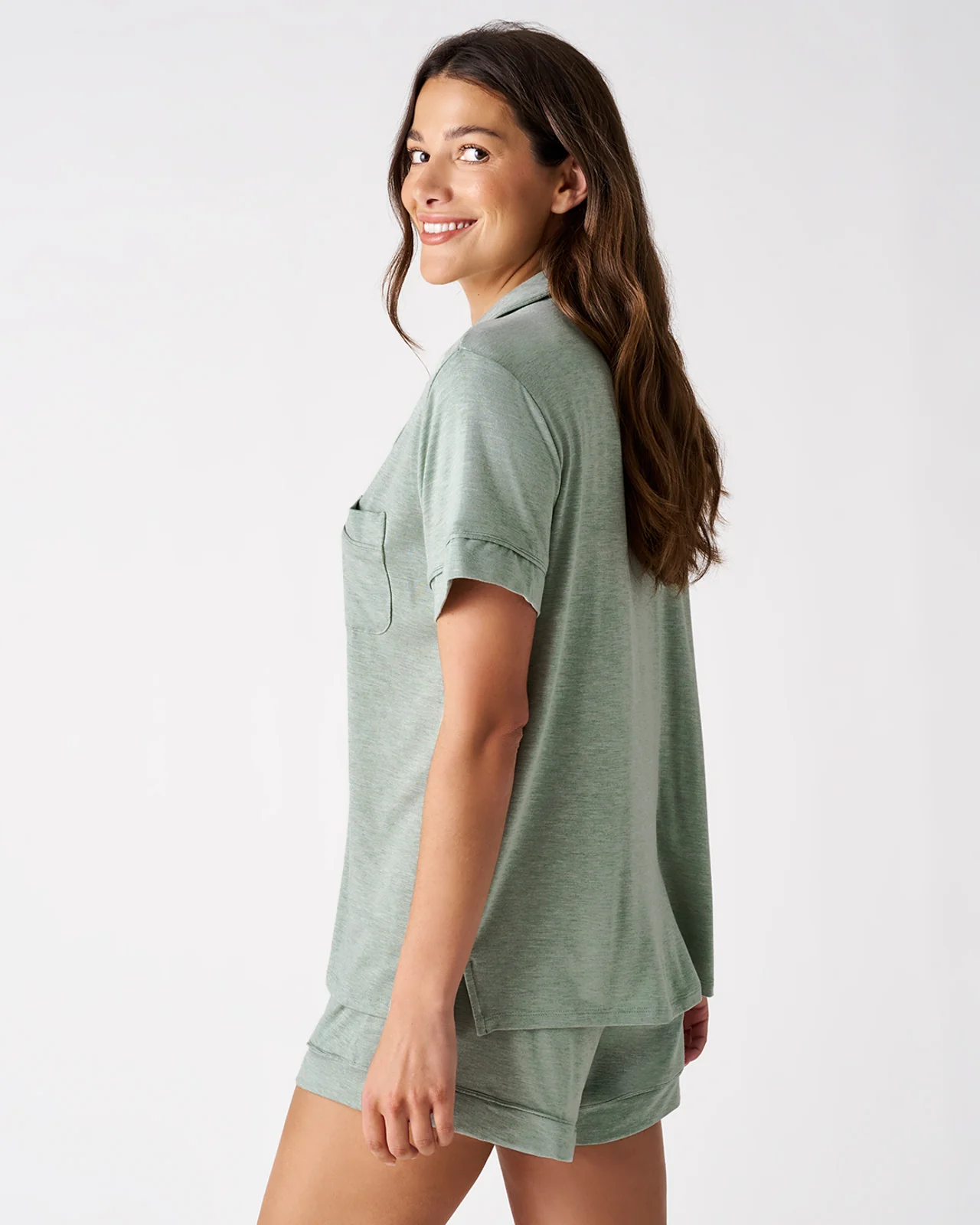 Heather Sage Women's Short Sleeve & Shorts Pajama Set - Image 3