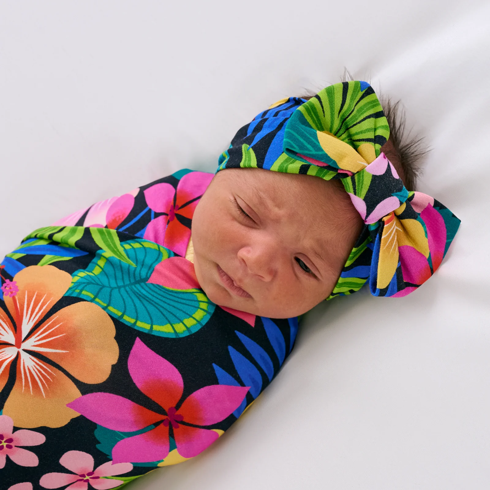 Jungle Blooms Swaddle & Luxe Bow Headband Set - Image 2