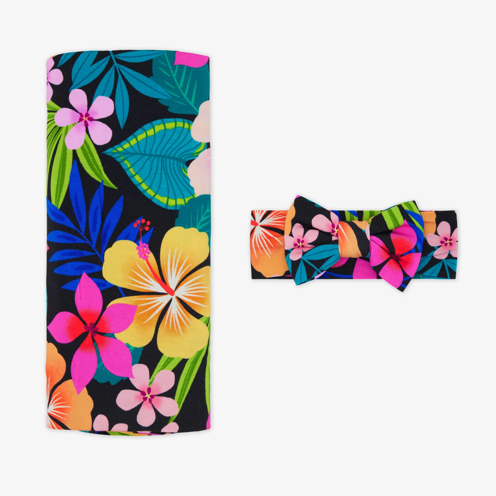 Jungle Blooms Swaddle & Luxe Bow Headband Set - Image 3