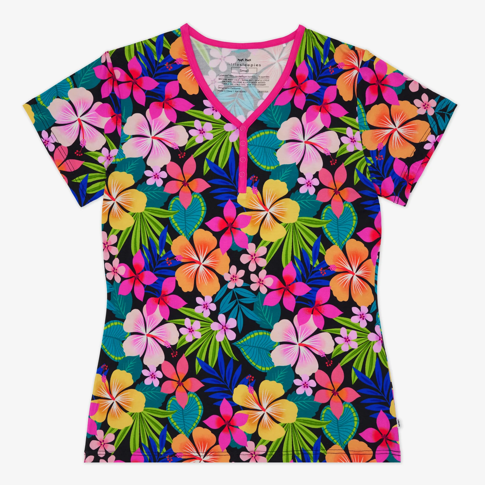 Jungle Blooms Women's Short Sleeve Pajama Top - Image 3