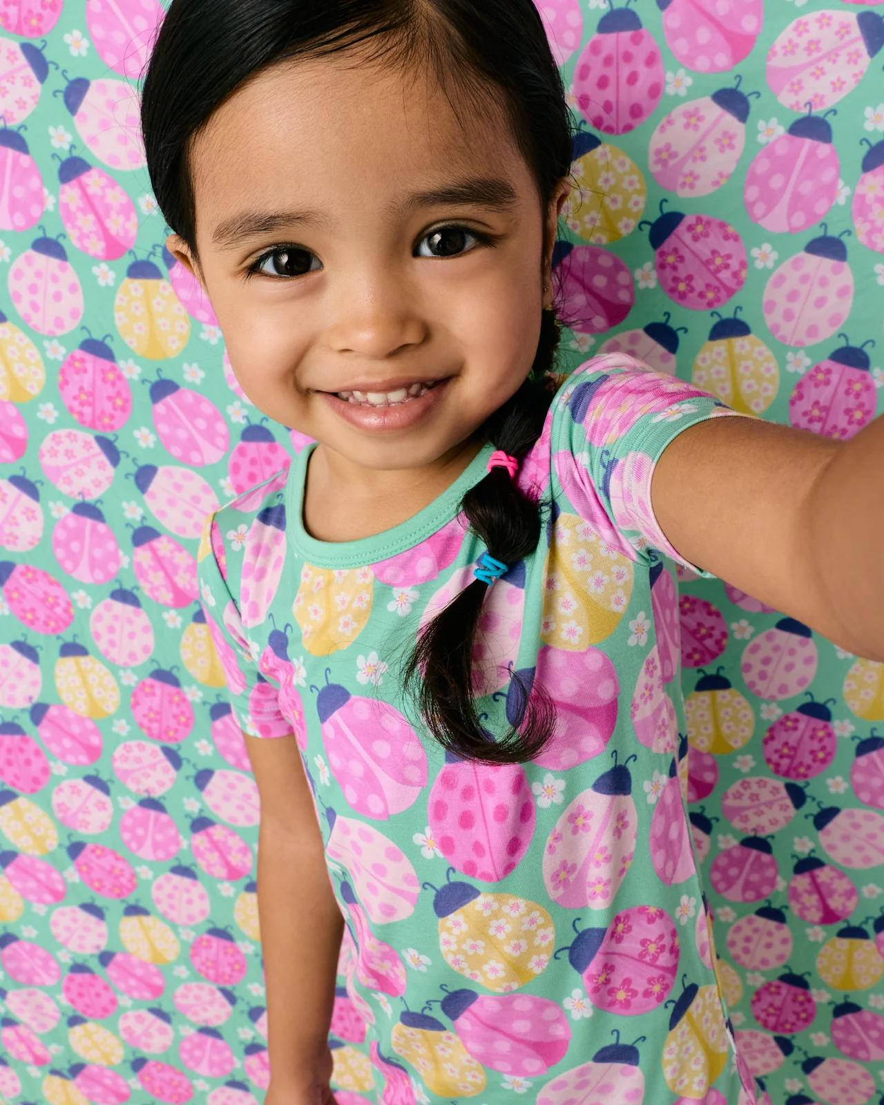 Ladybug Meadow Two-Piece Short Sleeve & Shorts Pajama Set - Image 4