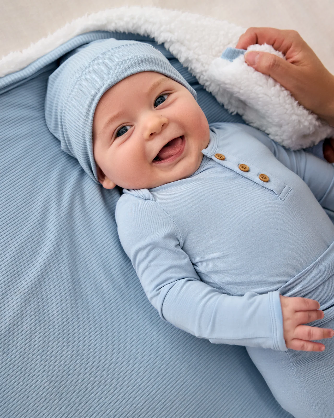 Light Fog Ribbed Infant Beanie - Image 5