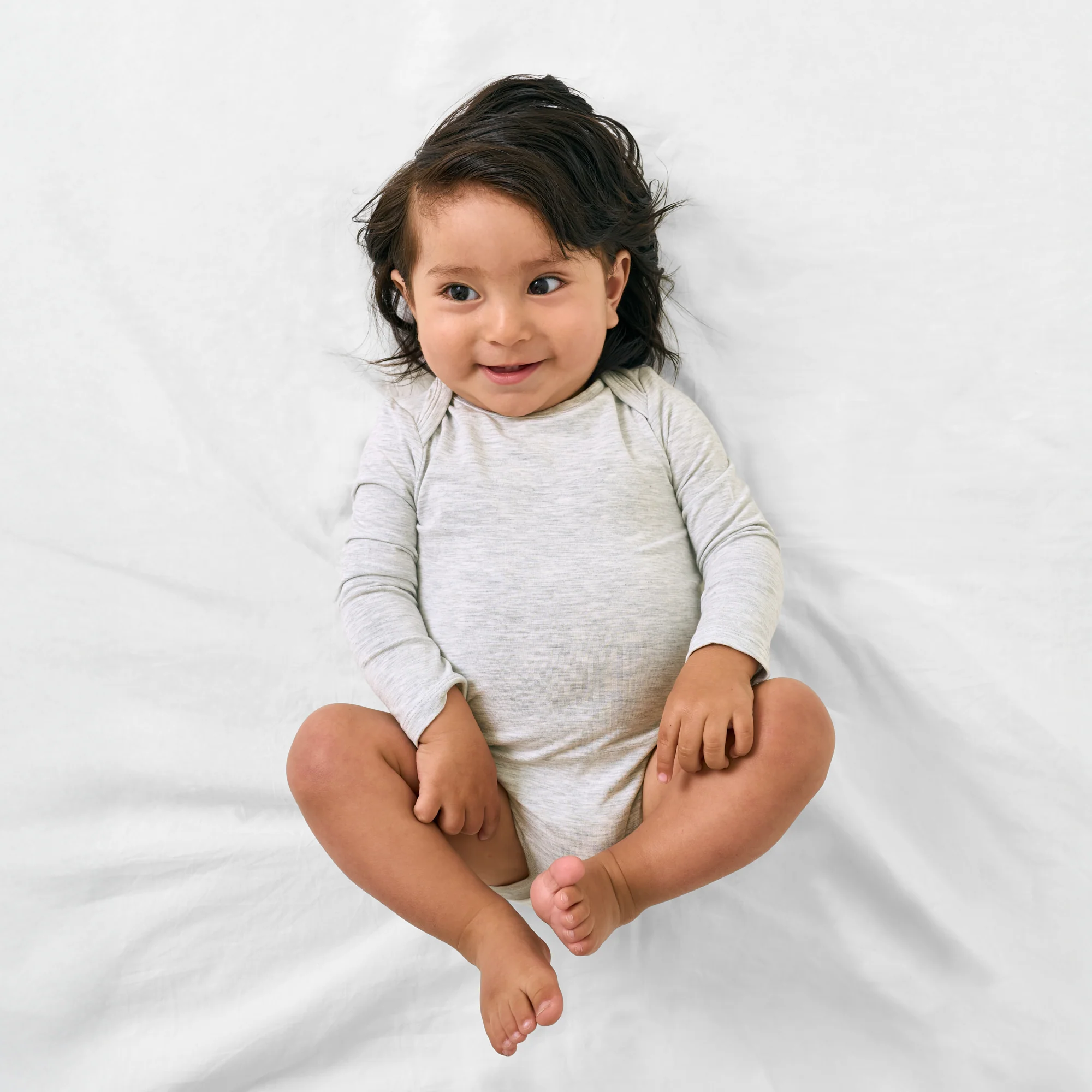 Light Heather Gray Long Sleeve Bodysuit - Image 4