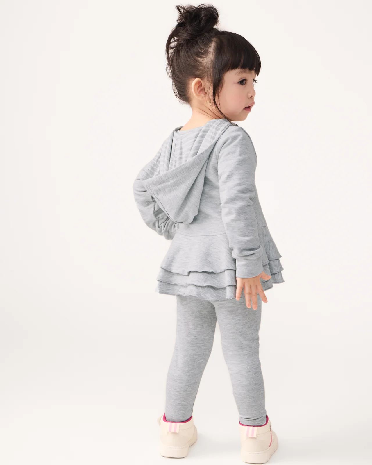 Light Heather Gray Peplum Hoodie - Image 3