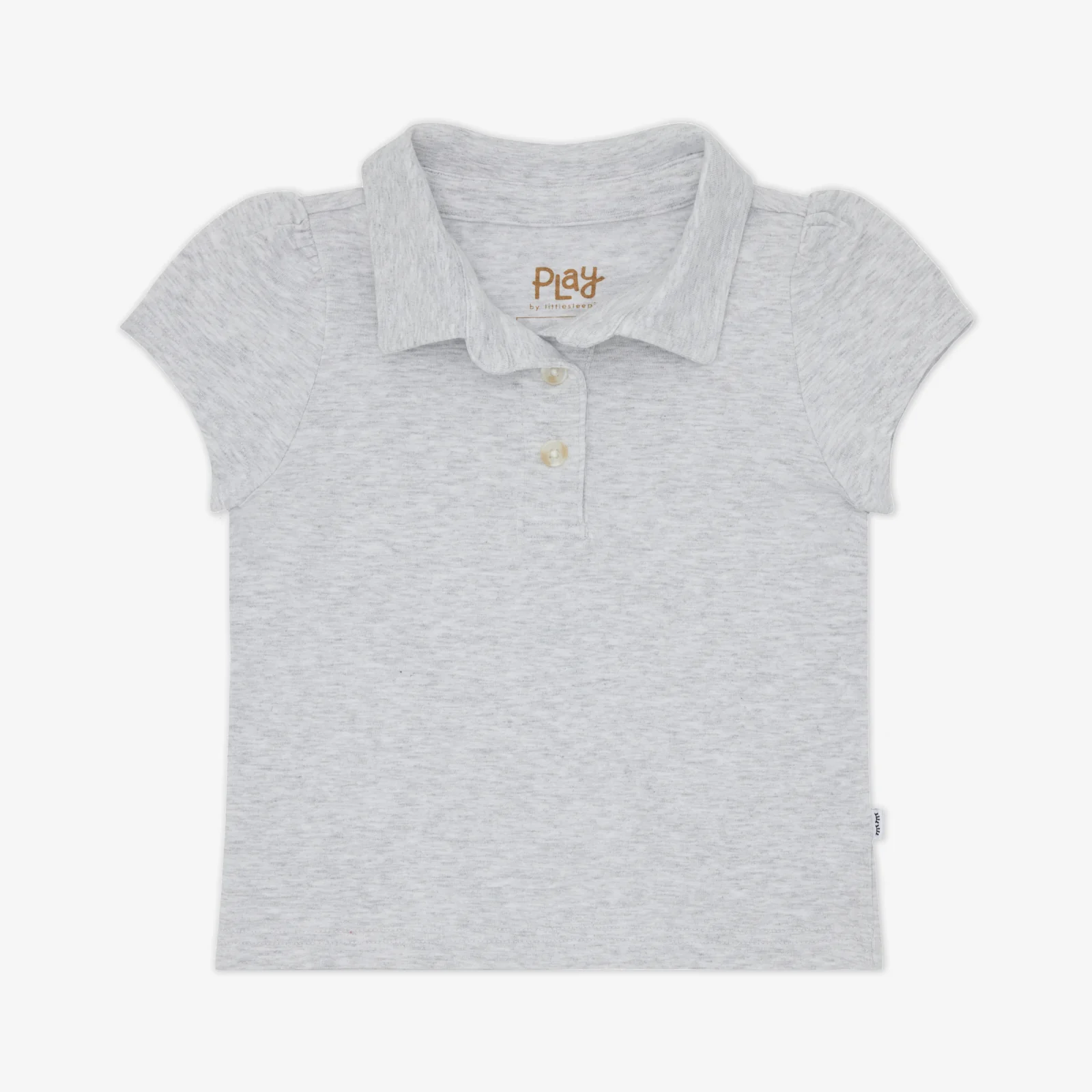 Light Heather Gray Puff Sleeve Polo - Image 3
