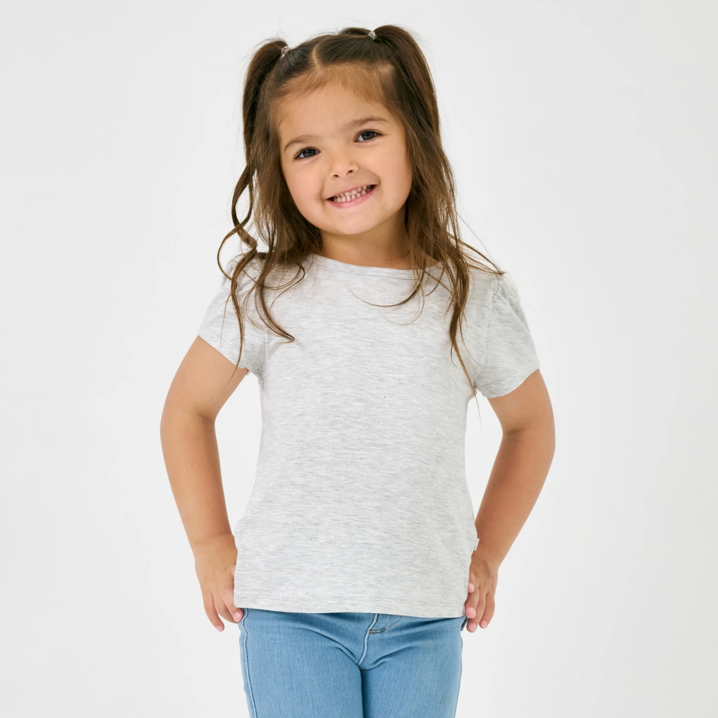 Light Heather Gray Puff Sleeve Tee - Image 4