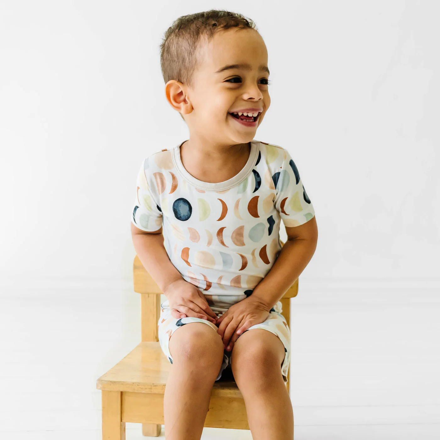 Luna Neutral Two-Piece Short Sleeve & Shorts Pajama Set - Image 6