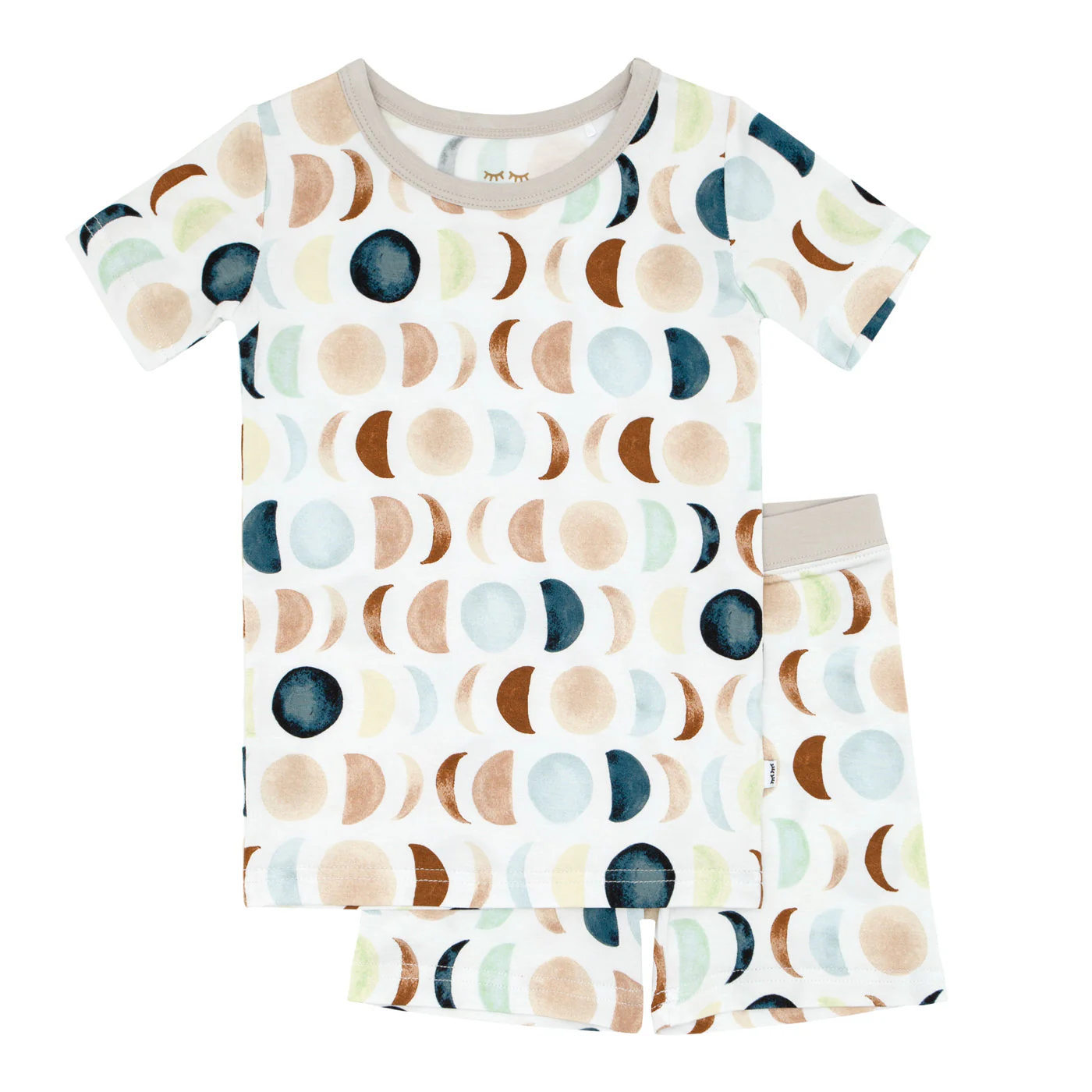 Luna Neutral Two-Piece Short Sleeve & Shorts Pajama Set - Image 7