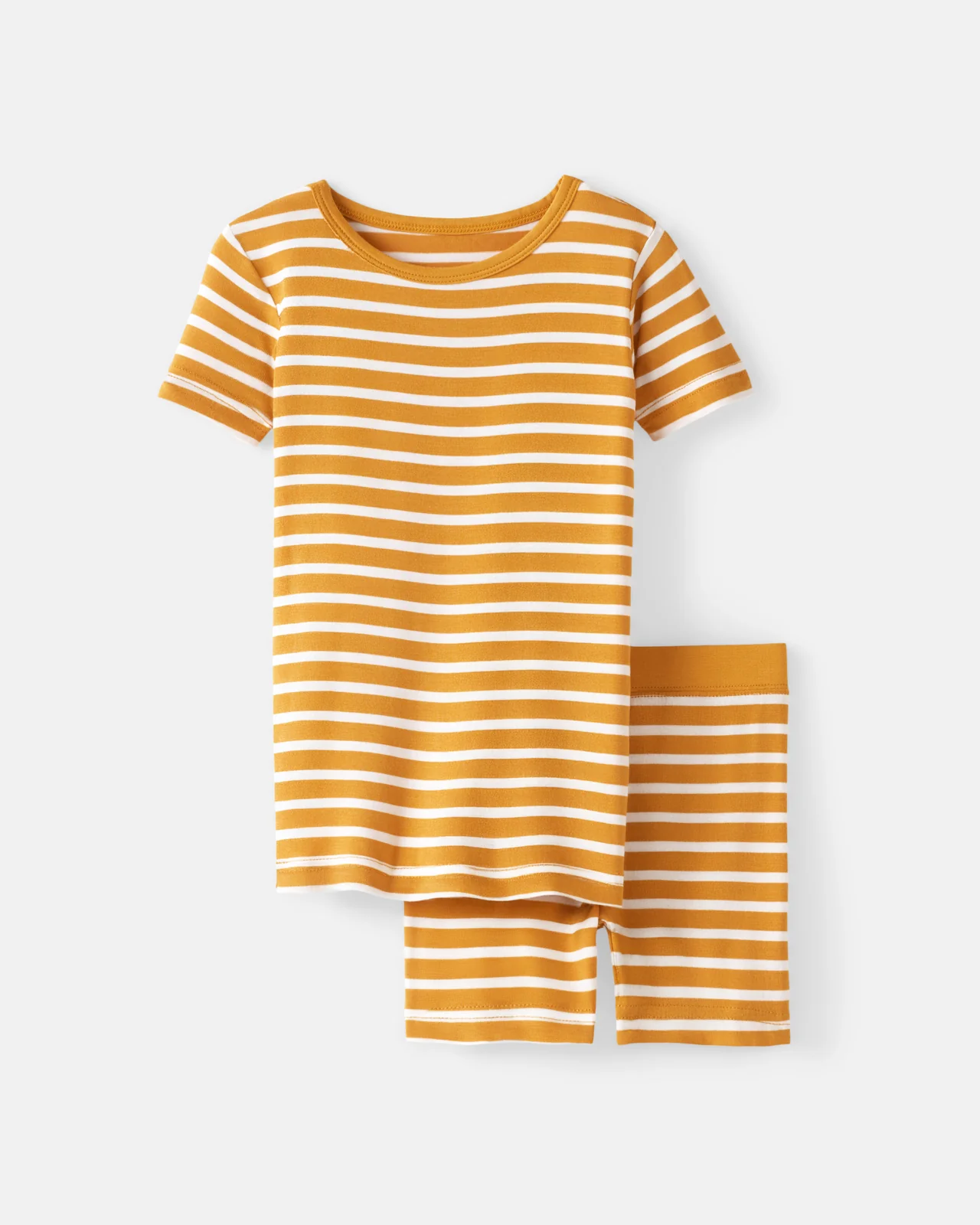 Marigold Stripe Two-Piece Short Sleeve & Shorts Pajama Set - Image 5