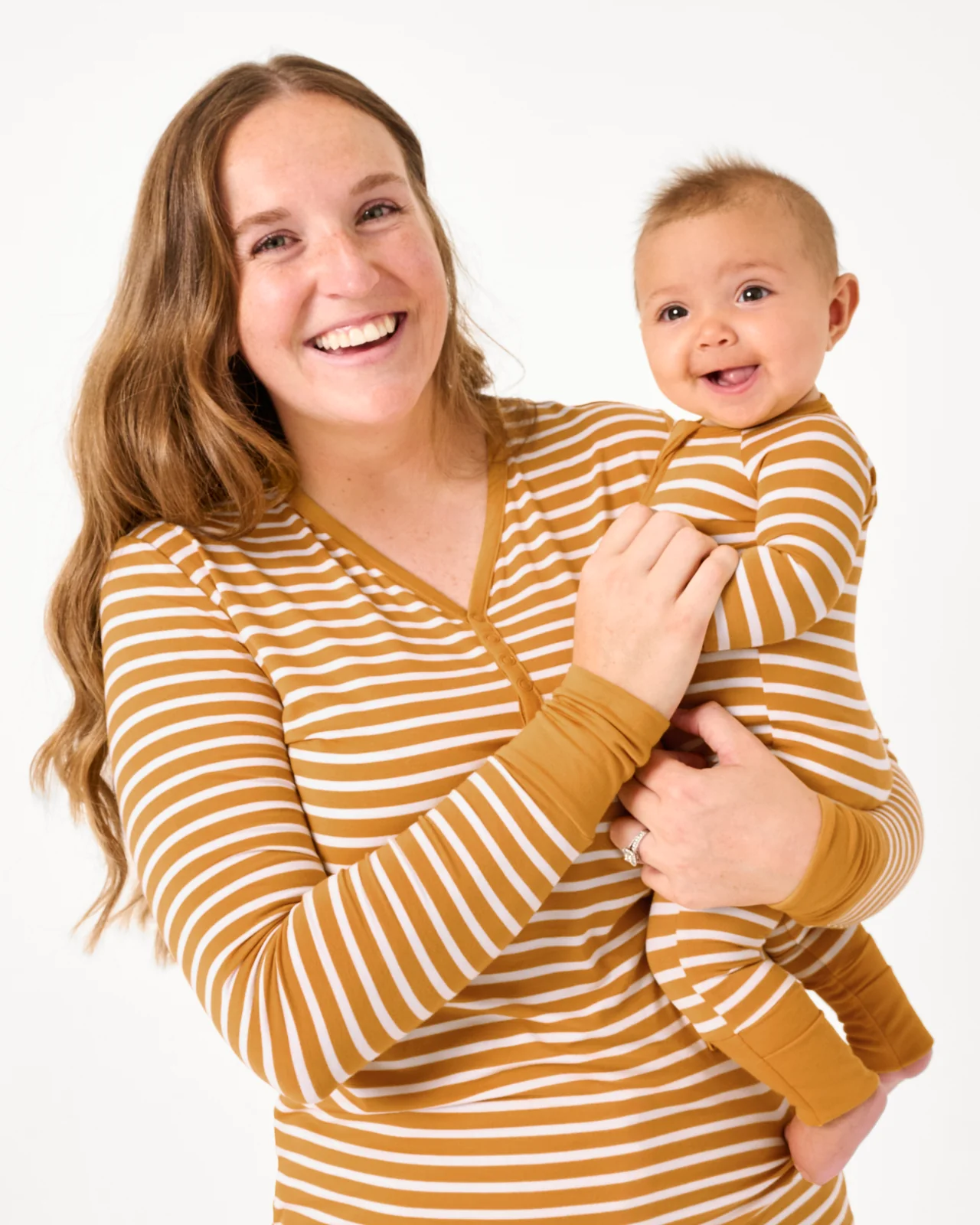 Marigold Stripe Women's Long Sleeve Pajama Top - Image 4