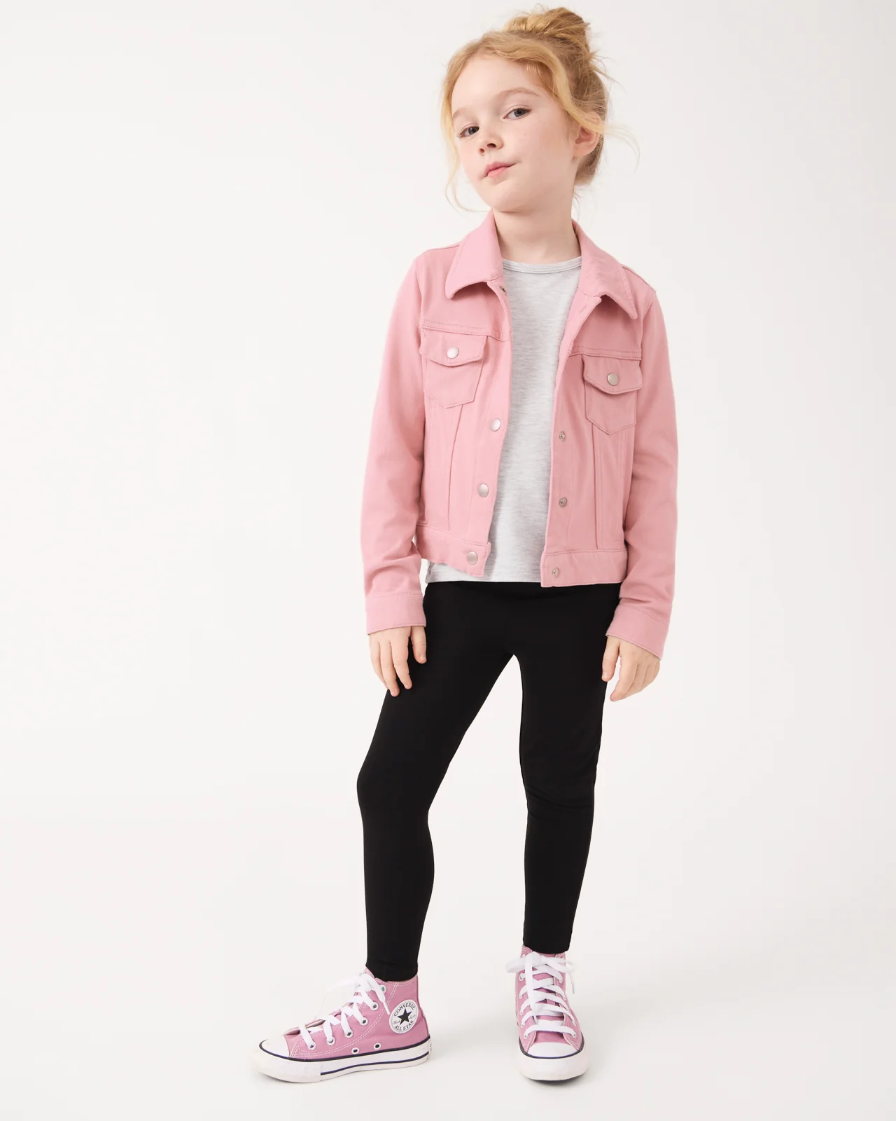 Mauve Blush Denim Trucker Jacket - Image 4