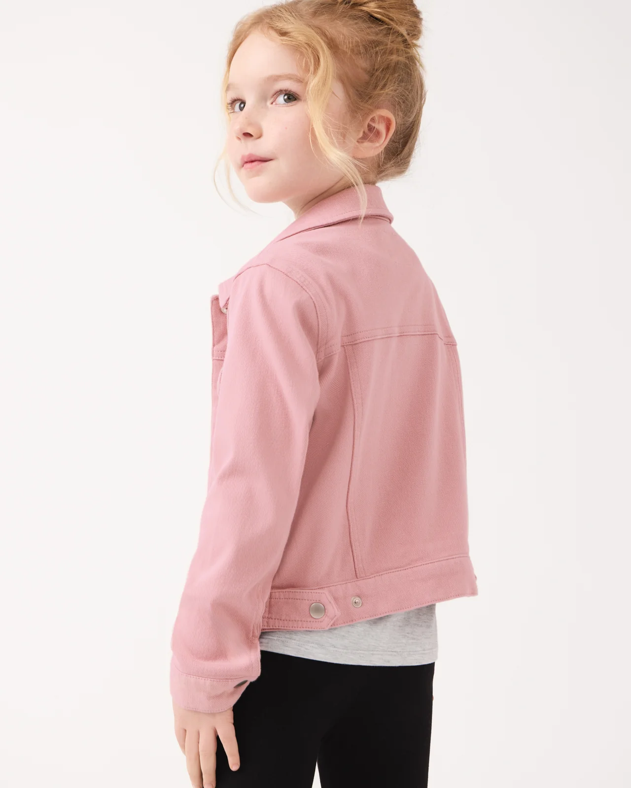 Mauve Blush Denim Trucker Jacket - Image 5