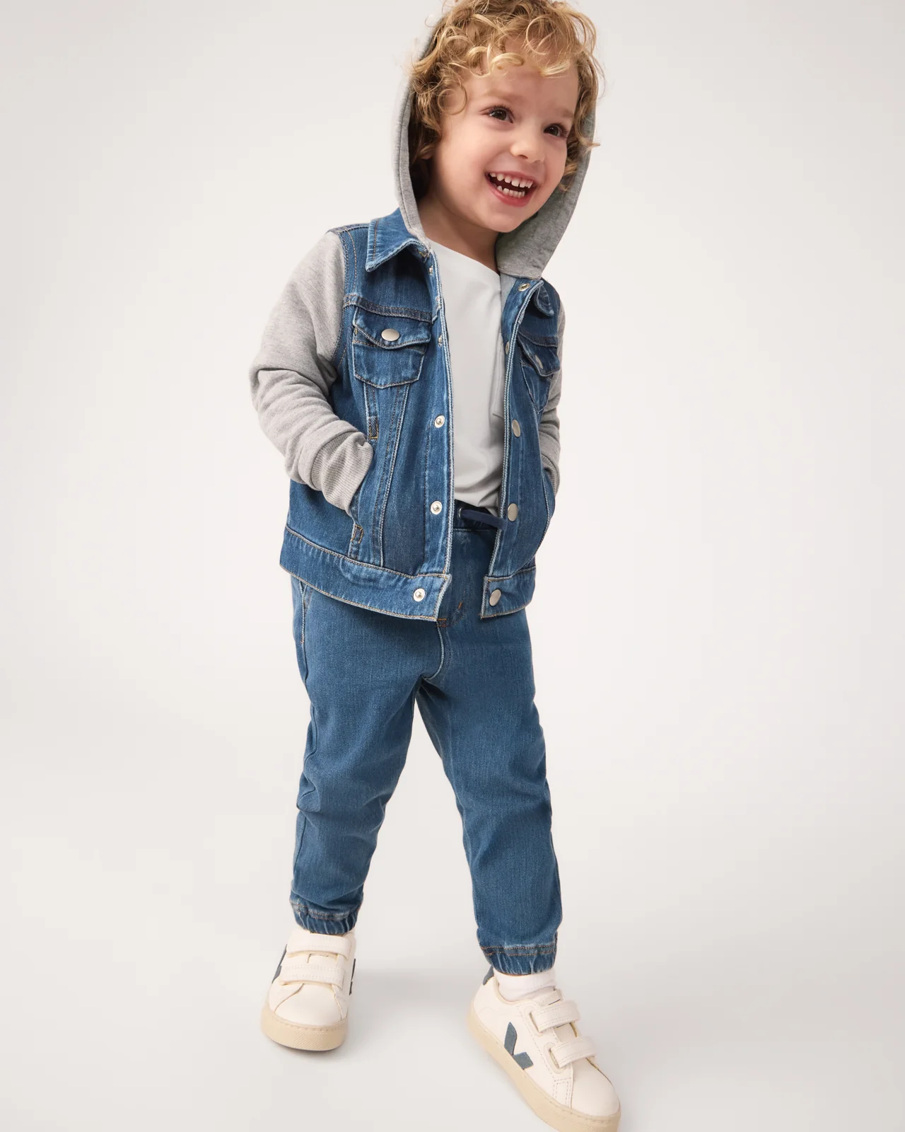 Midwash Blue/Gray Denim Jacket - Image 3