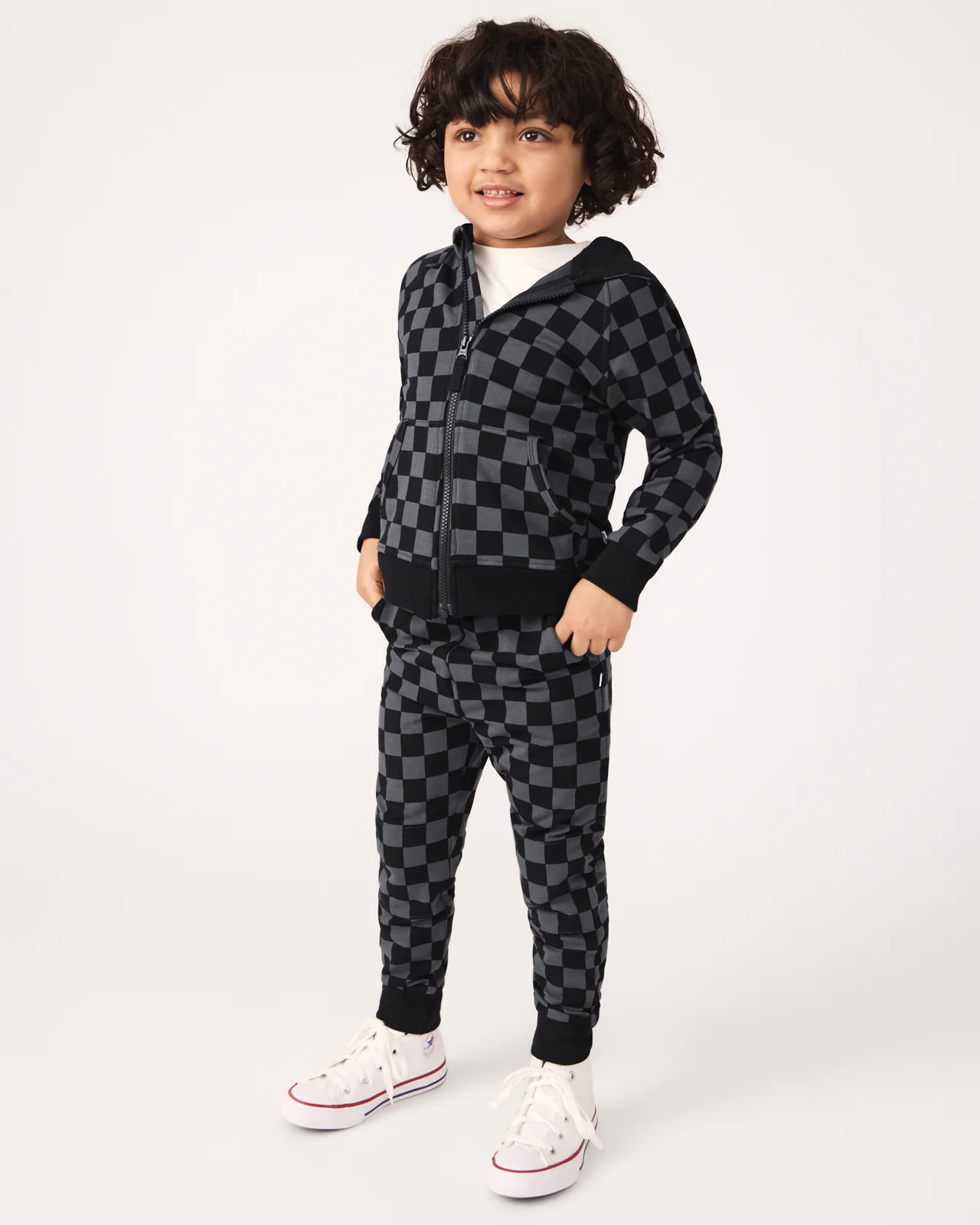 Monochrome Checks Zip Hoodie - Image 5