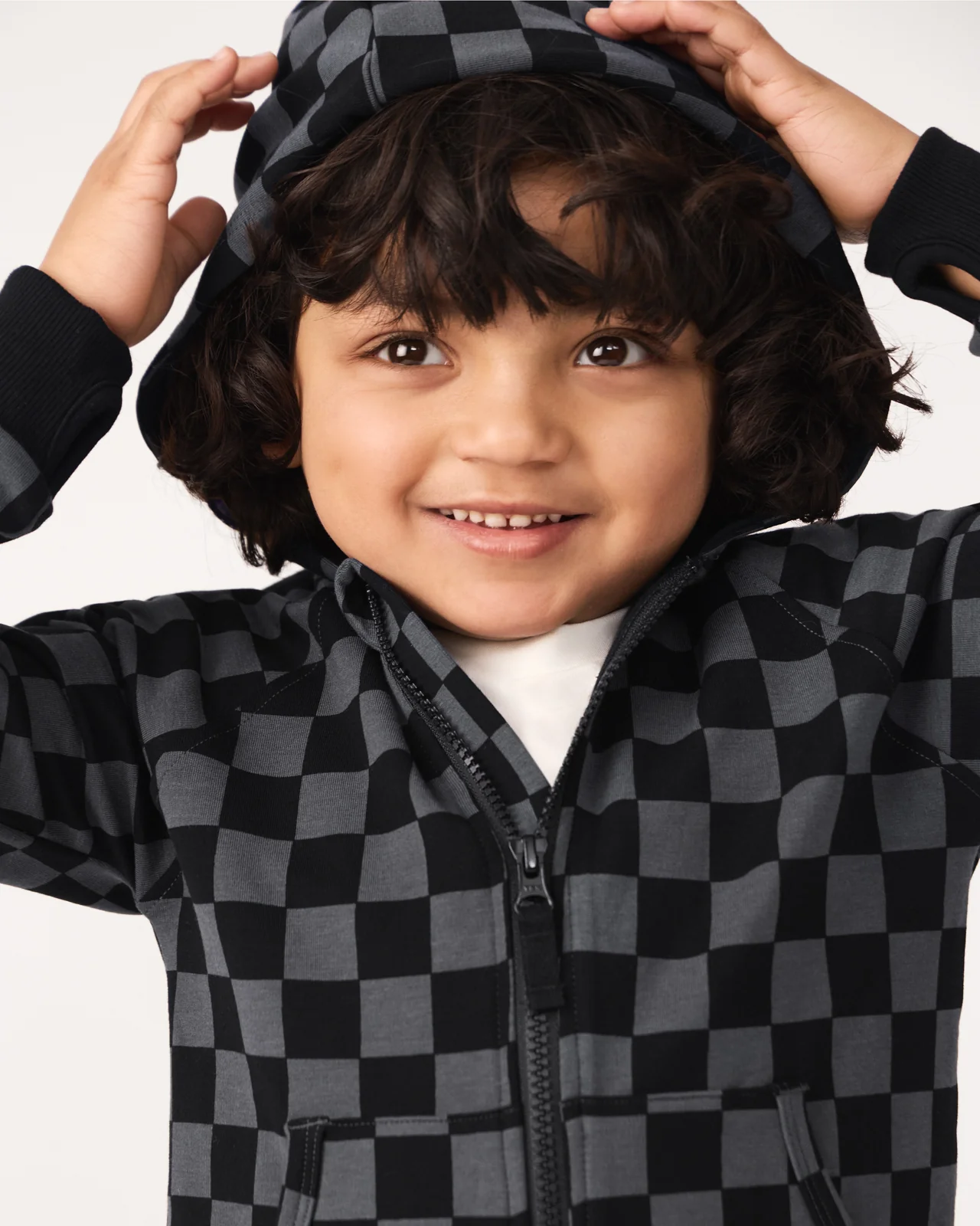 Monochrome Checks Zip Hoodie - Image 4