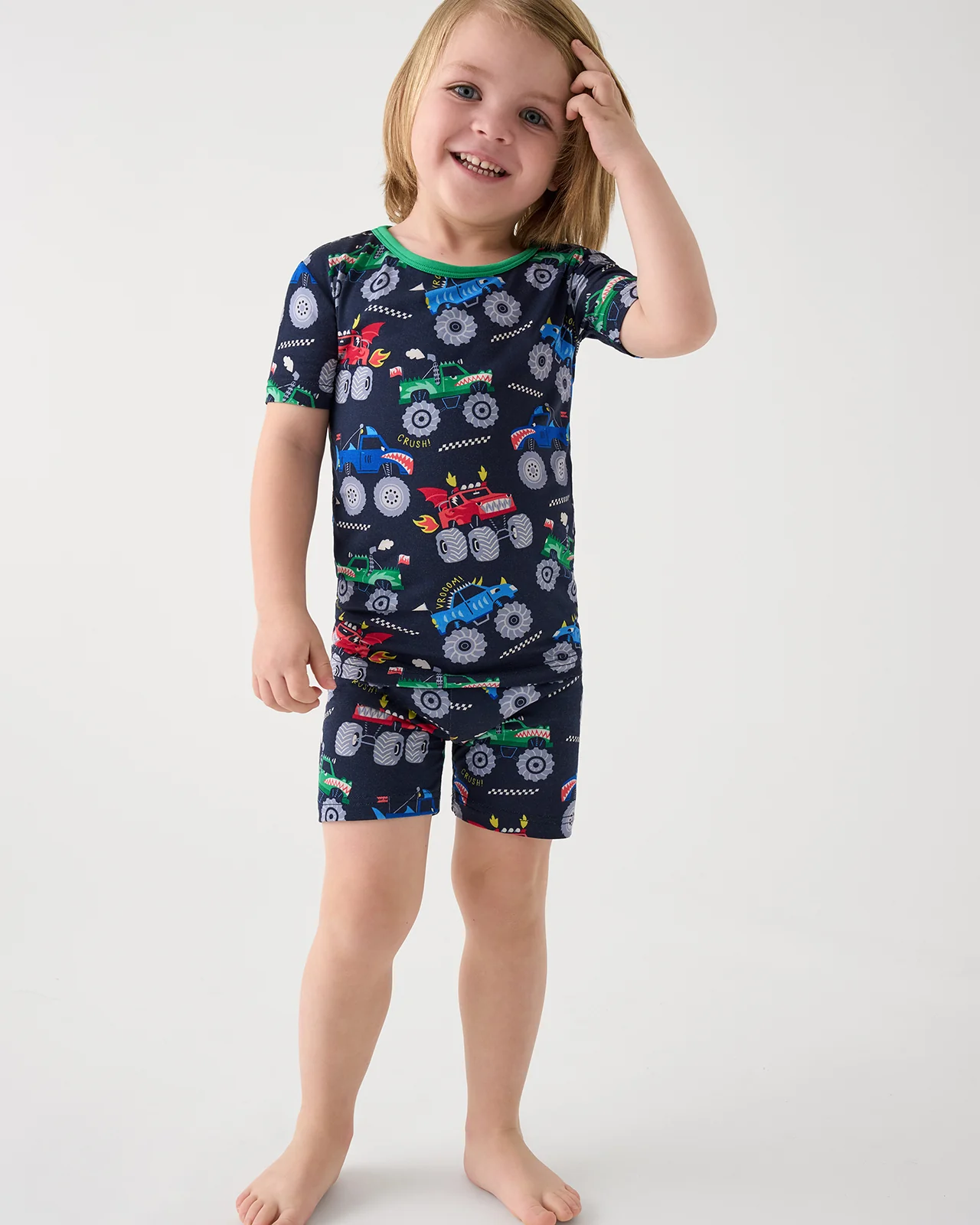 Monster Truck Madness Two-Piece Short Sleeve & Shorts Pajama Set - Image 2