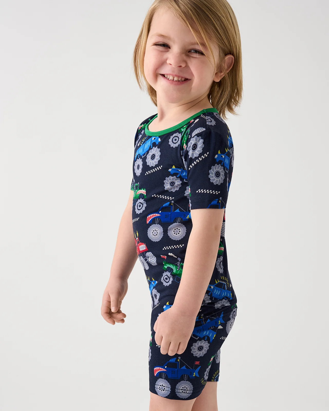Monster Truck Madness Two-Piece Short Sleeve & Shorts Pajama Set - Image 3