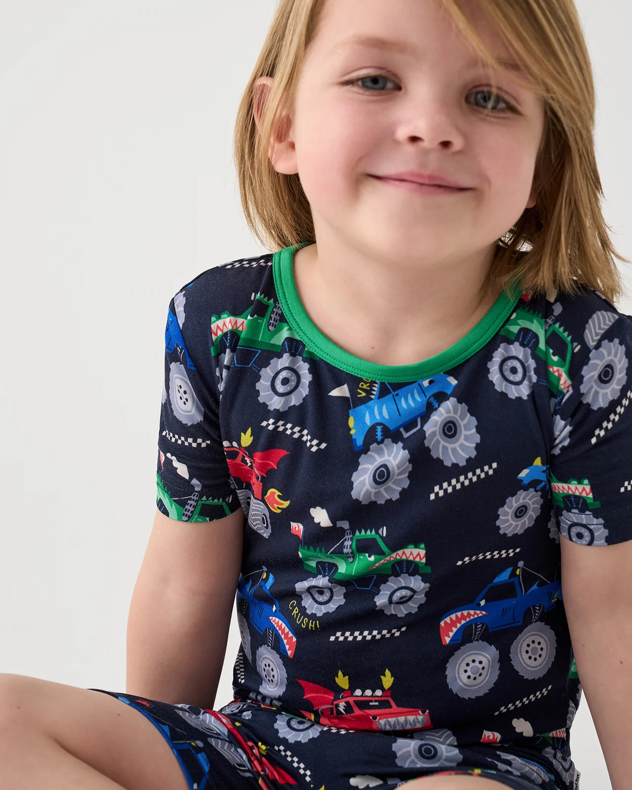Monster Truck Madness Two-Piece Short Sleeve & Shorts Pajama Set - Image 4