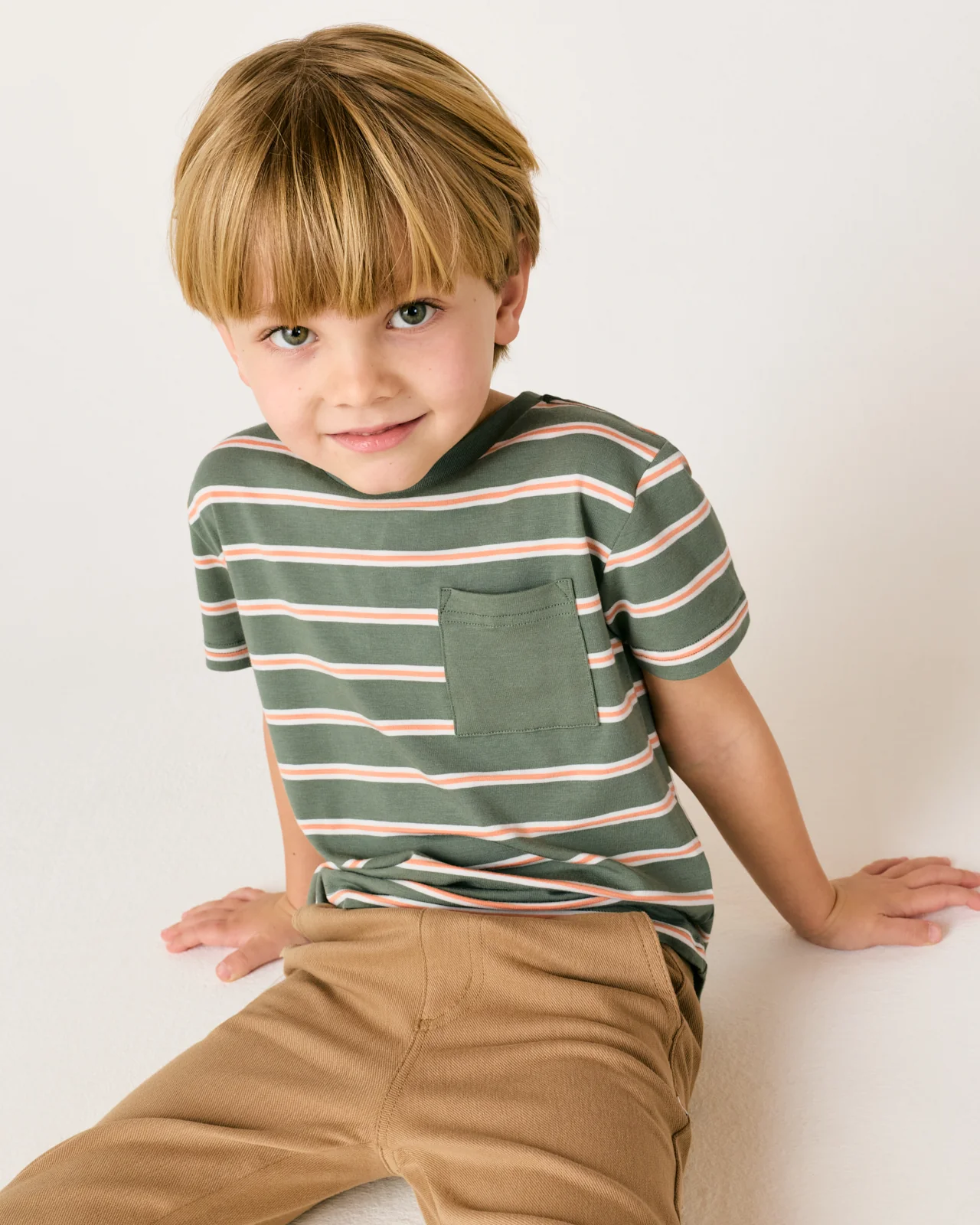 Moss Stripe Relaxed Pocket Tee - Image 3