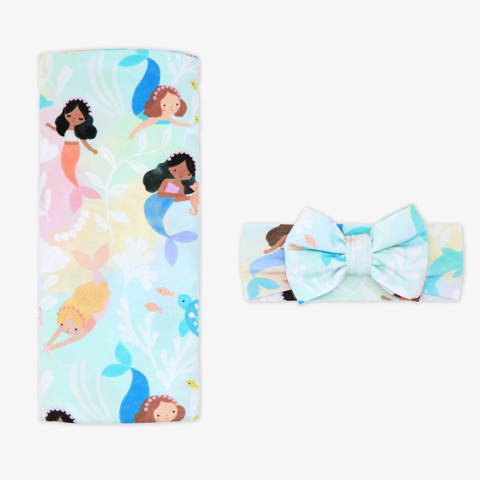Mystic Mermaids Swaddle & Luxe Bow Headband Set - Image 3